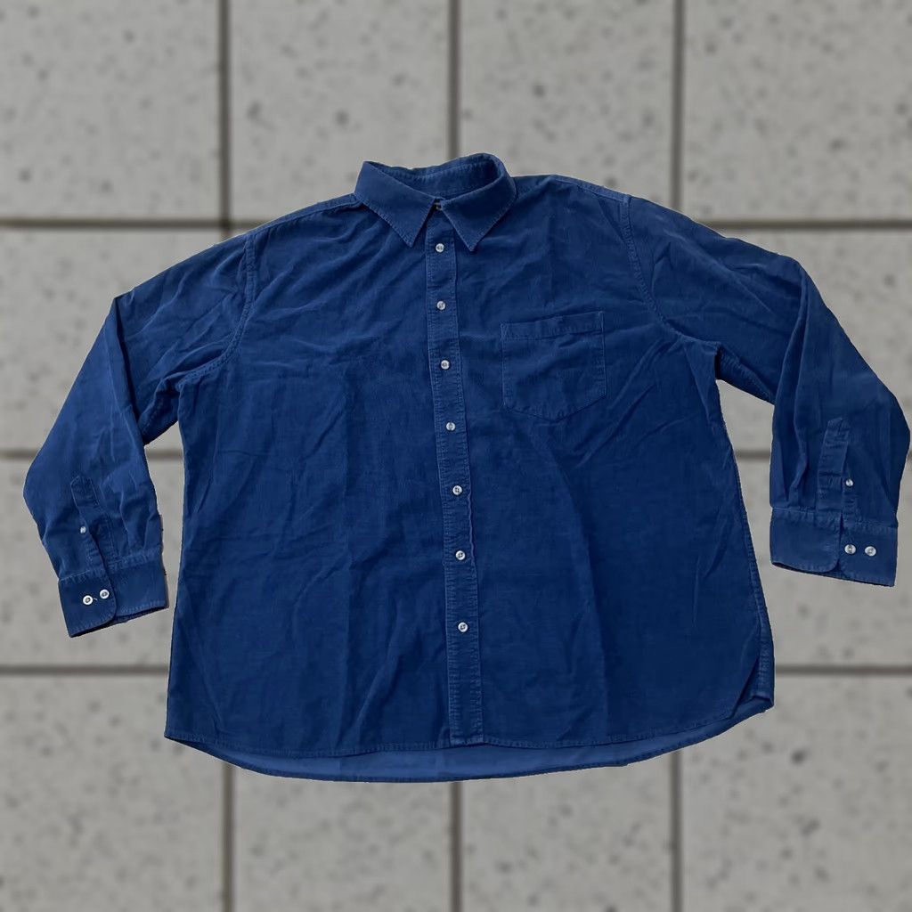 Merona VINTAGE Merona Corduroy Shirt Men 2XL Blue Solid Button-Down Long Sleeve Lightweight Fall Layer Size US XXL / EU 58 / 5 - 1 Thumbnail