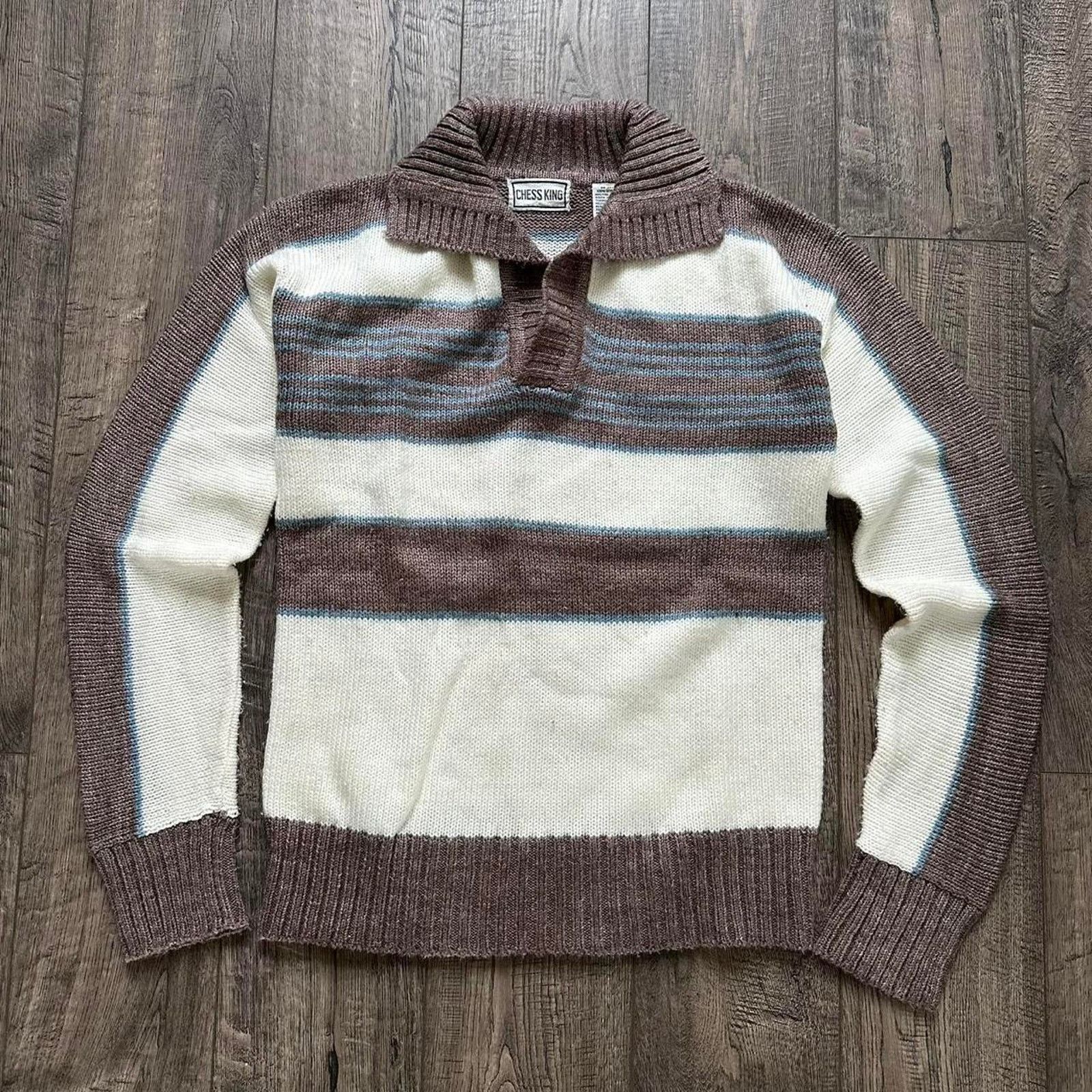 Vintage Vintage 70s Striped Collar Knit Sweater Longsleeve Pullover Size US M / EU 48-50 / 2 - 4 Thumbnail