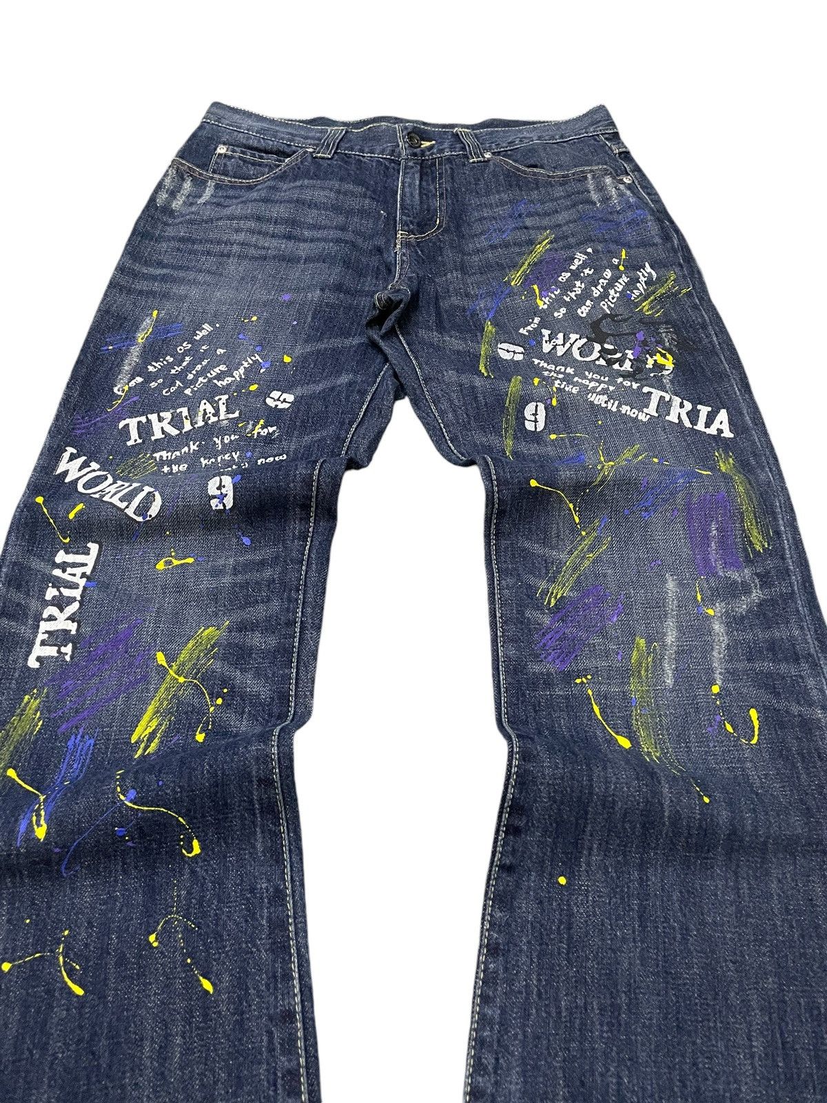 Japanese Brand × PPFM × semanticdesign Semantic Design Poems Paint splatter Flared Denim Pants Size US 31 - 11 Thumbnail