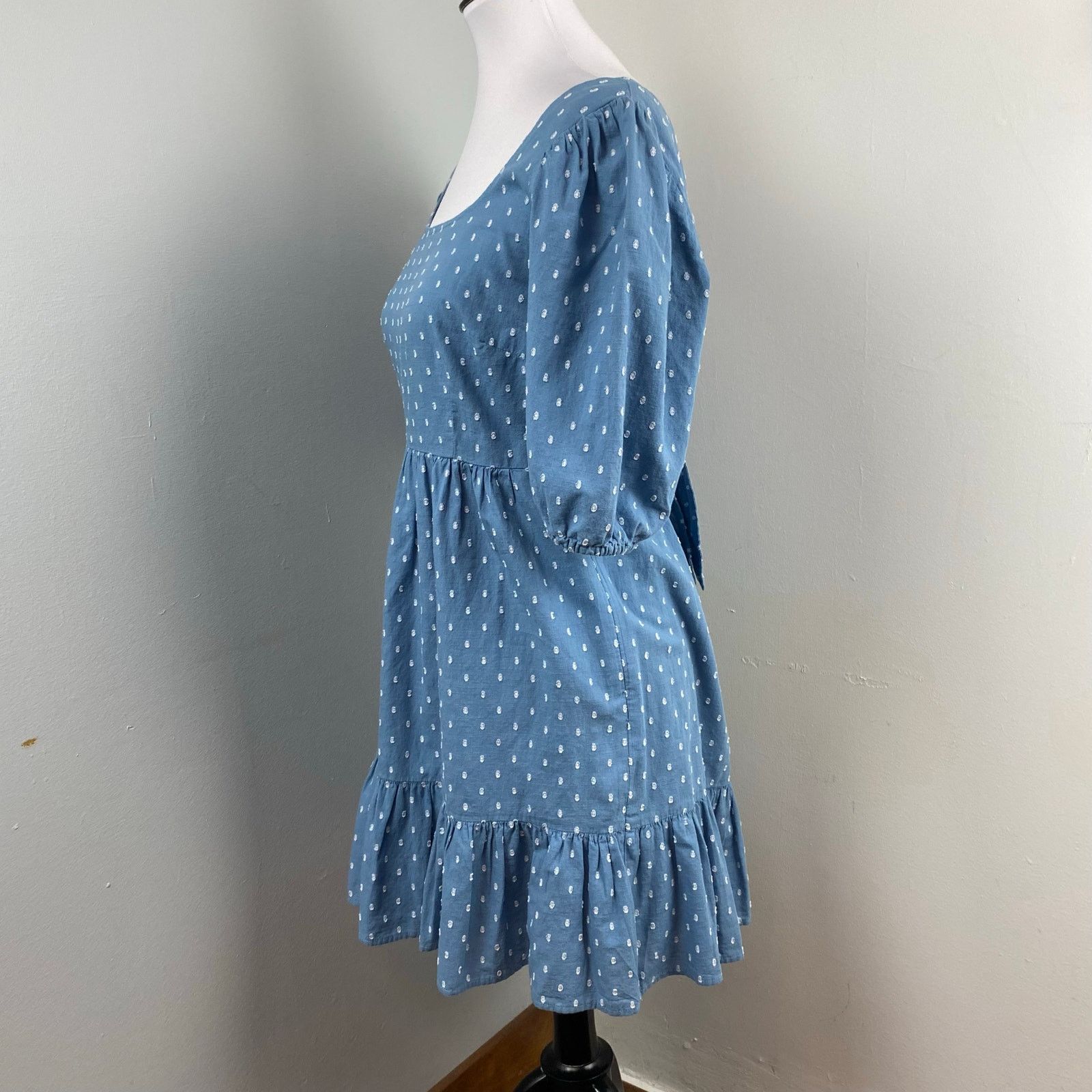 Loft Loft Poolside Blue Swiss Dot Tie Back Flounce Swing Dress Size XS / US 0-2 / IT 36-38 - 7 Thumbnail