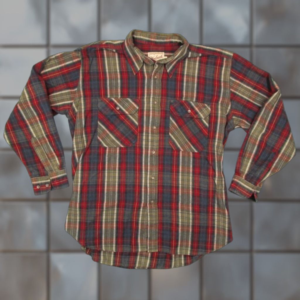 Vintage VINTAGE Woolrich Shirt Mens XL Green Plaid Button-Up Heavyweight Flannel 100% Cotton Short Sleeve Casual 90s Bohemian Grunge Nature Retro Mens Size US XL / EU 56 / 4 - 1 Thumbnail