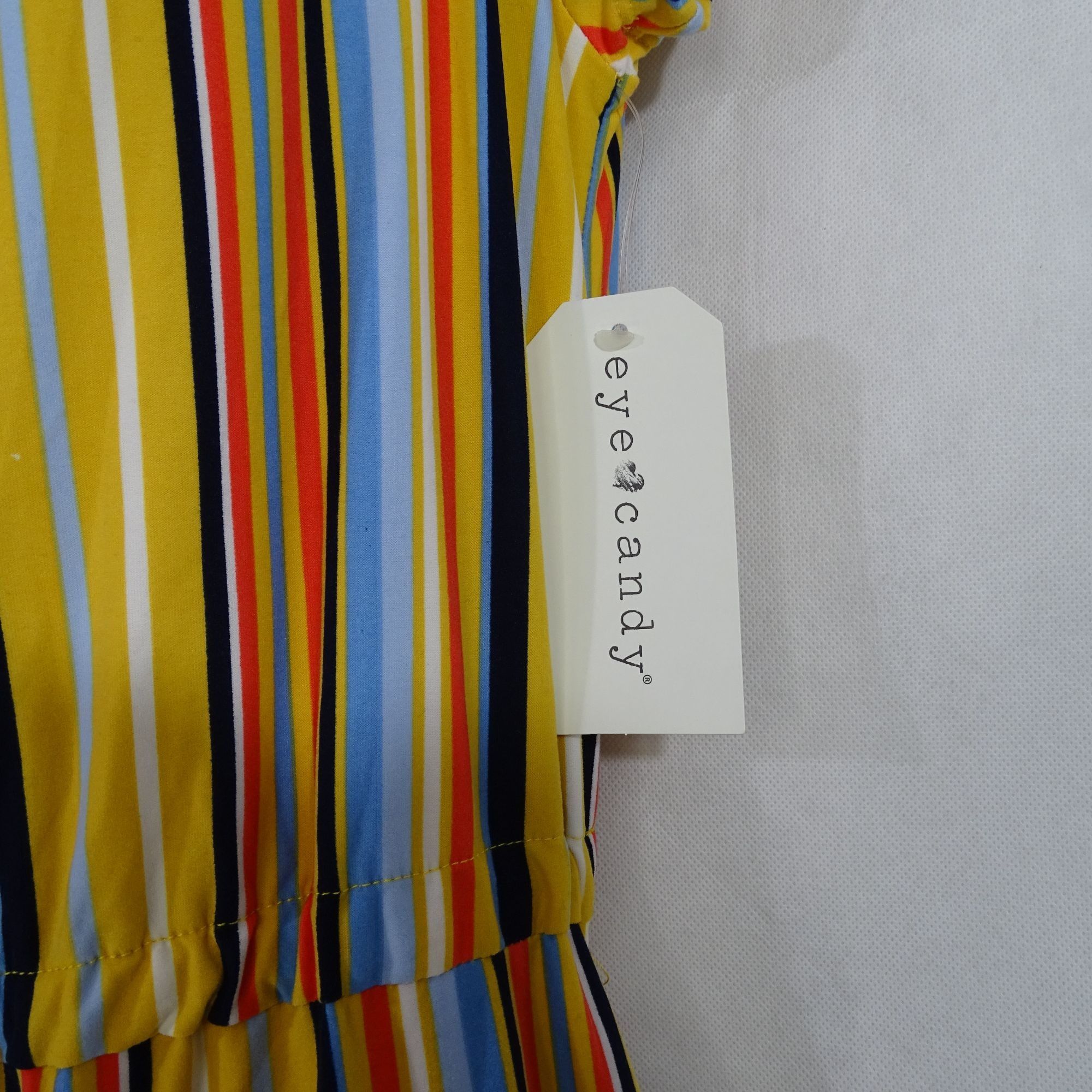 Other Eye Candy Multicolor Striped Off-Shoulder Jumpsuit Size 1X Size 40" / US 18 - 10 Thumbnail