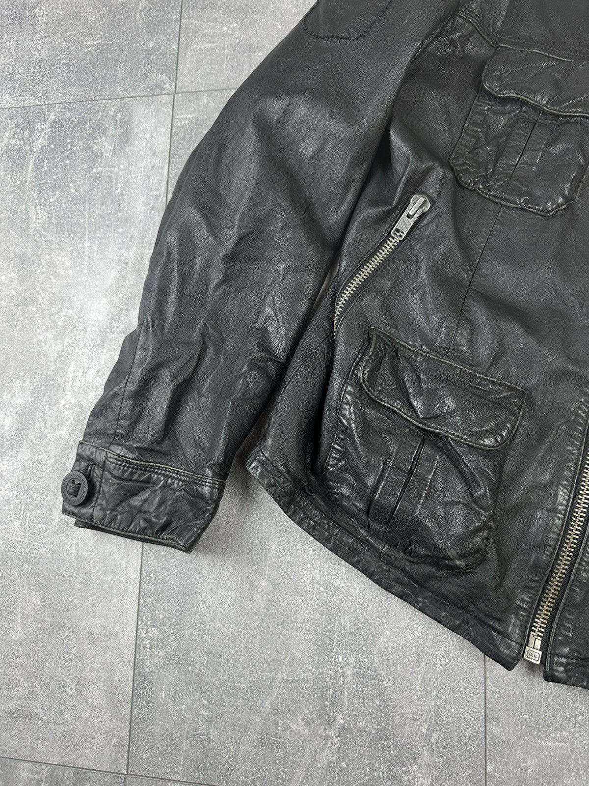 Superdry Super Dry Brad Cowhide Leather Zip Up Bomber Jacket Size US L / EU 52-54 / 3 - 3 Thumbnail