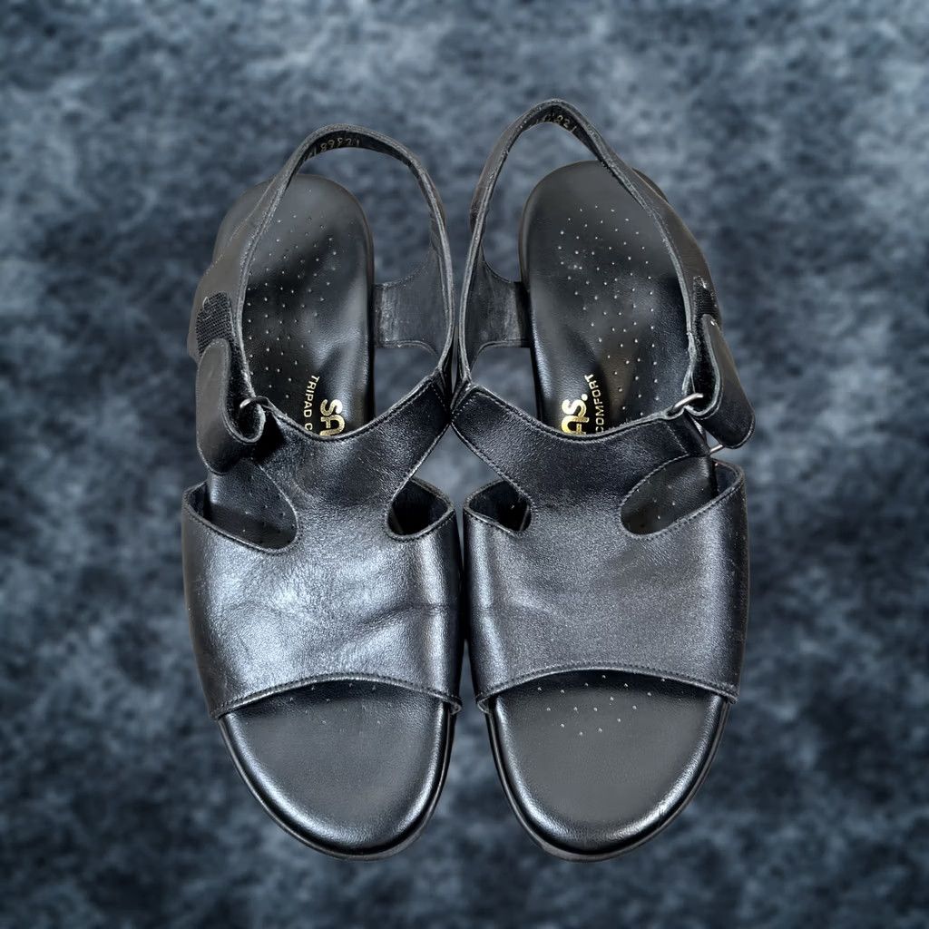 SAS SAS Caress Sandals Women M Black Cross Strap Slingback Made in USA W Size US 9 / IT 39 - 1 Thumbnail