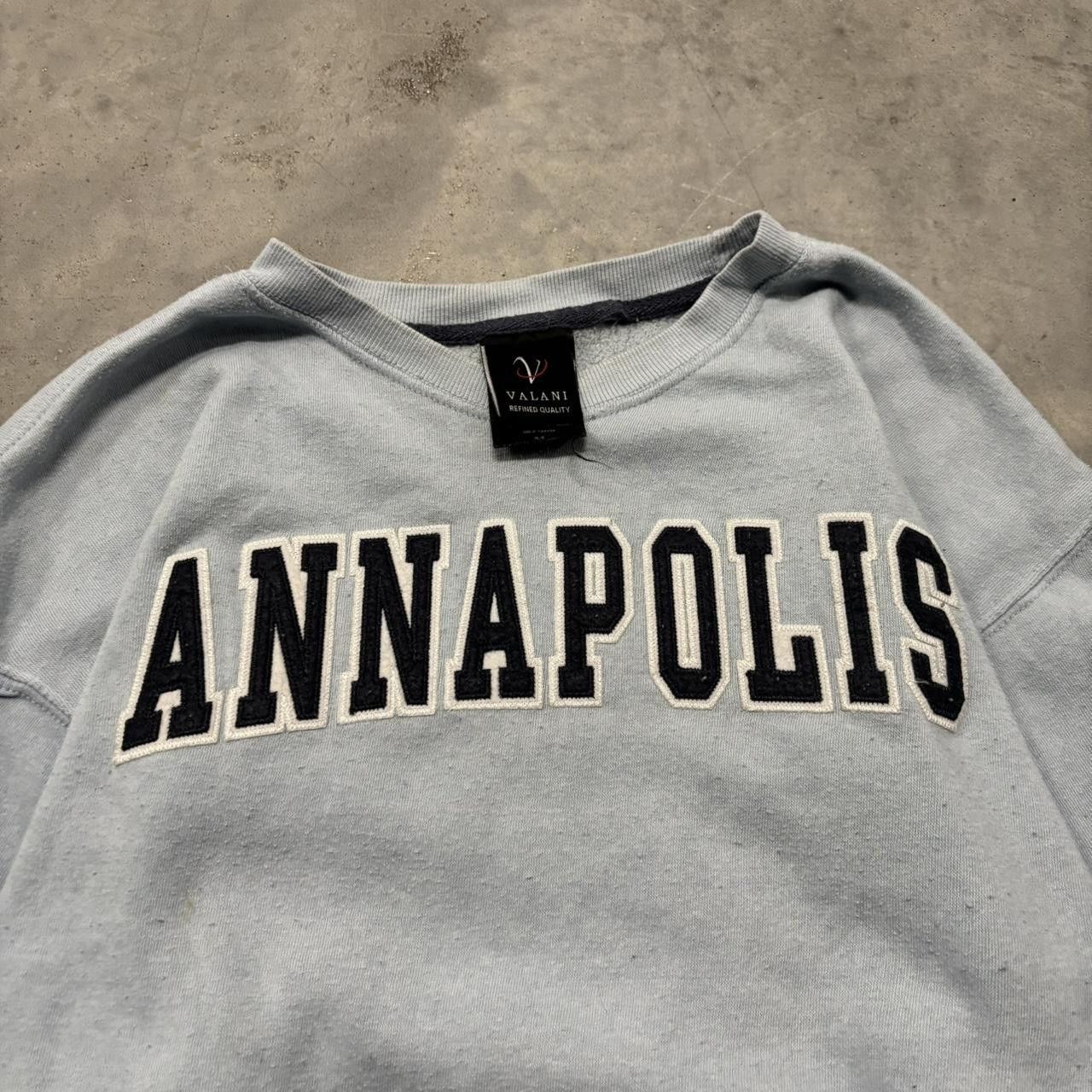 Japanese Brand × Vintage Crazy Vintage Y2K/2000s Light Blue Anapolis Spellout Light Sweater! Size US M / EU 48-50 / 2 - 2 Thumbnail