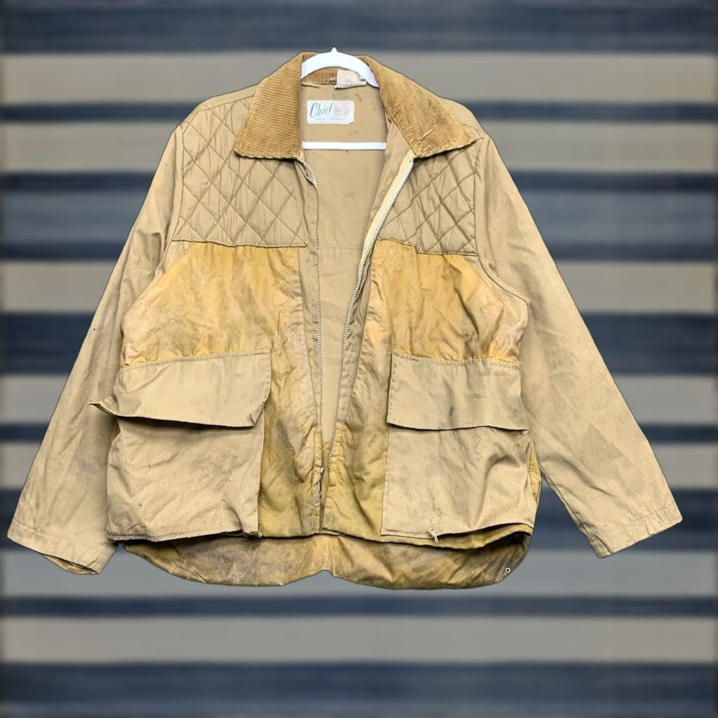 Vintage VINTAGE Chief Pontiac Brand Hunting Jacket Mens L Brown Canvas 90s Duck Field Jacket Mens Boys Girls 1960s Size US L / EU 52-54 / 3 - 1 Thumbnail