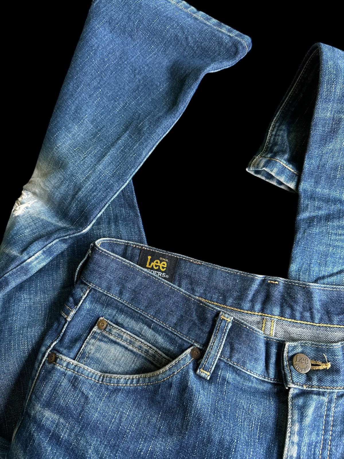Vintage Distress Denim💥 Lee Riders Made In Japan💥 Size US 32 / EU 48 - 3 Thumbnail