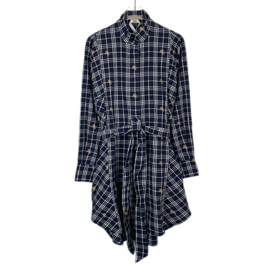Burberry [Burberry] Equestrian Knight Check Navy Blue Long-Sleeve Shi Size XS / US 0-2 / IT 36-38 - 1 Thumbnail