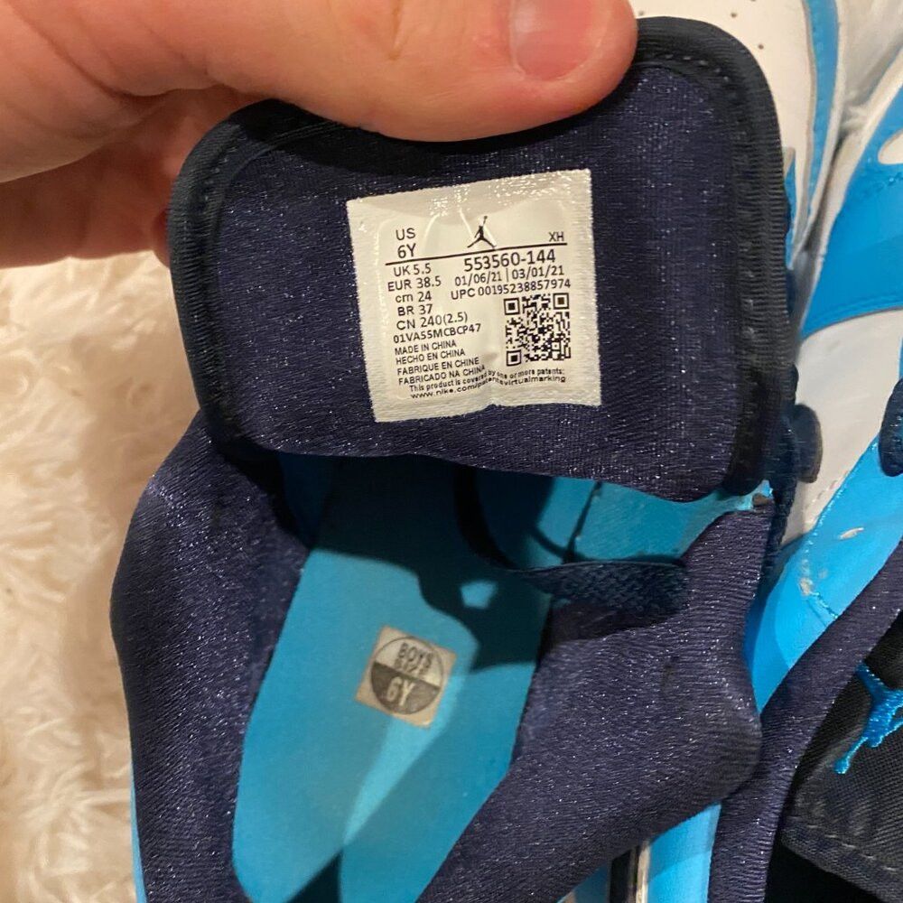 Nike Nike Air Jordan 1 Low UNC Powder Blue Sneakers, Size 6Y / 7 Size US 7.5 / IT 37.5 - 3 Thumbnail