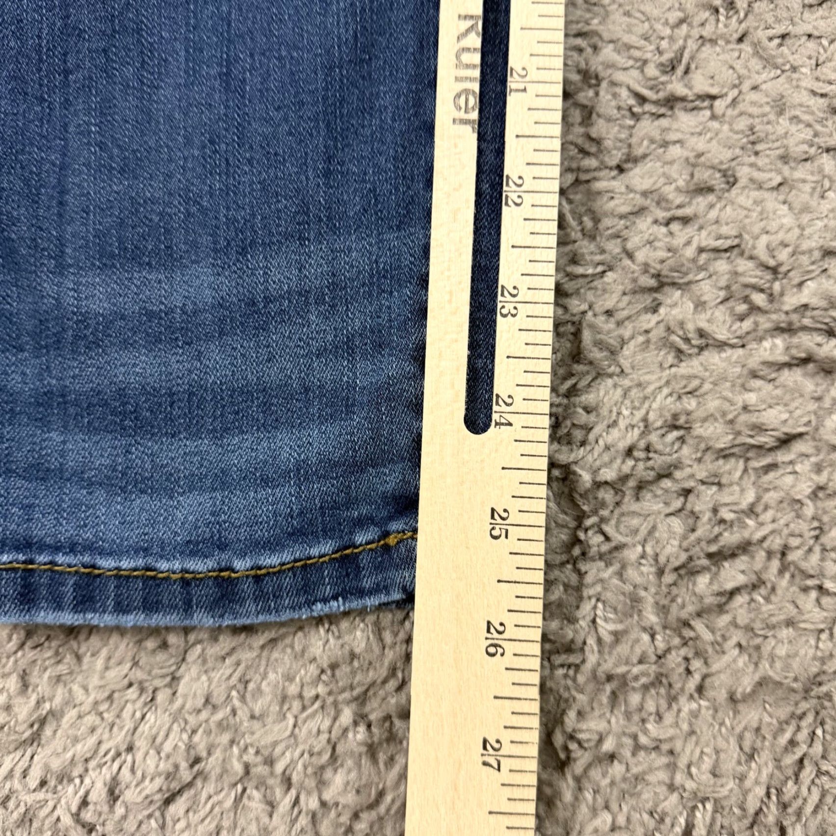 Denime Judy Blue Jeans Womens 28 Relaxed Mid Rise Distressed Stretch Denim Straight Jeans Blue 26x26 Mens? Womens? Size 26" / US 2 / IT 38 - 6 Thumbnail