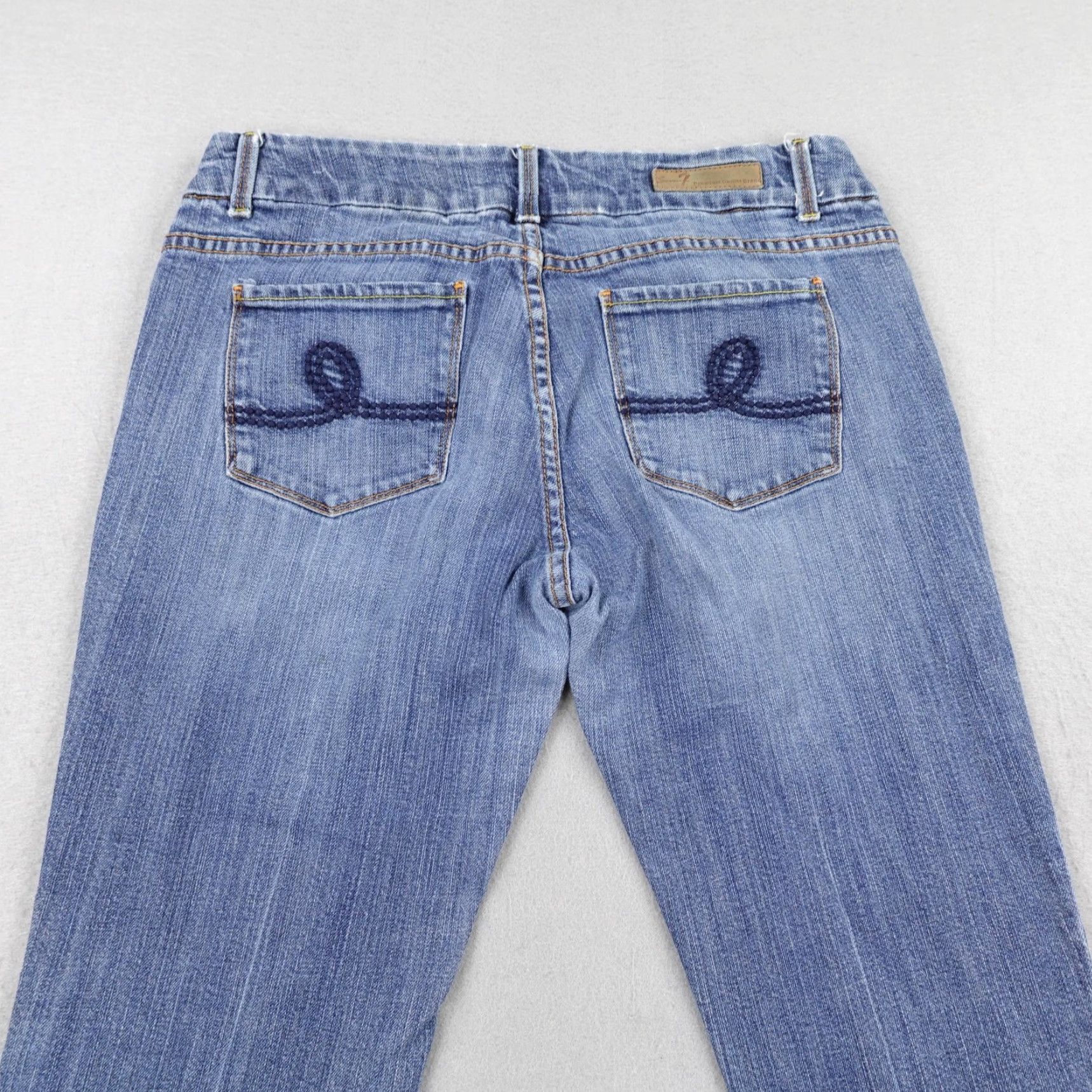 Vintage VINTAGE Seven7 Jeans Womens 32 Blue Denim Low Rise Bootcut Flare Y2K Flex Stretch Faded Size 24" / US 00 / IT 34 - 5 Thumbnail