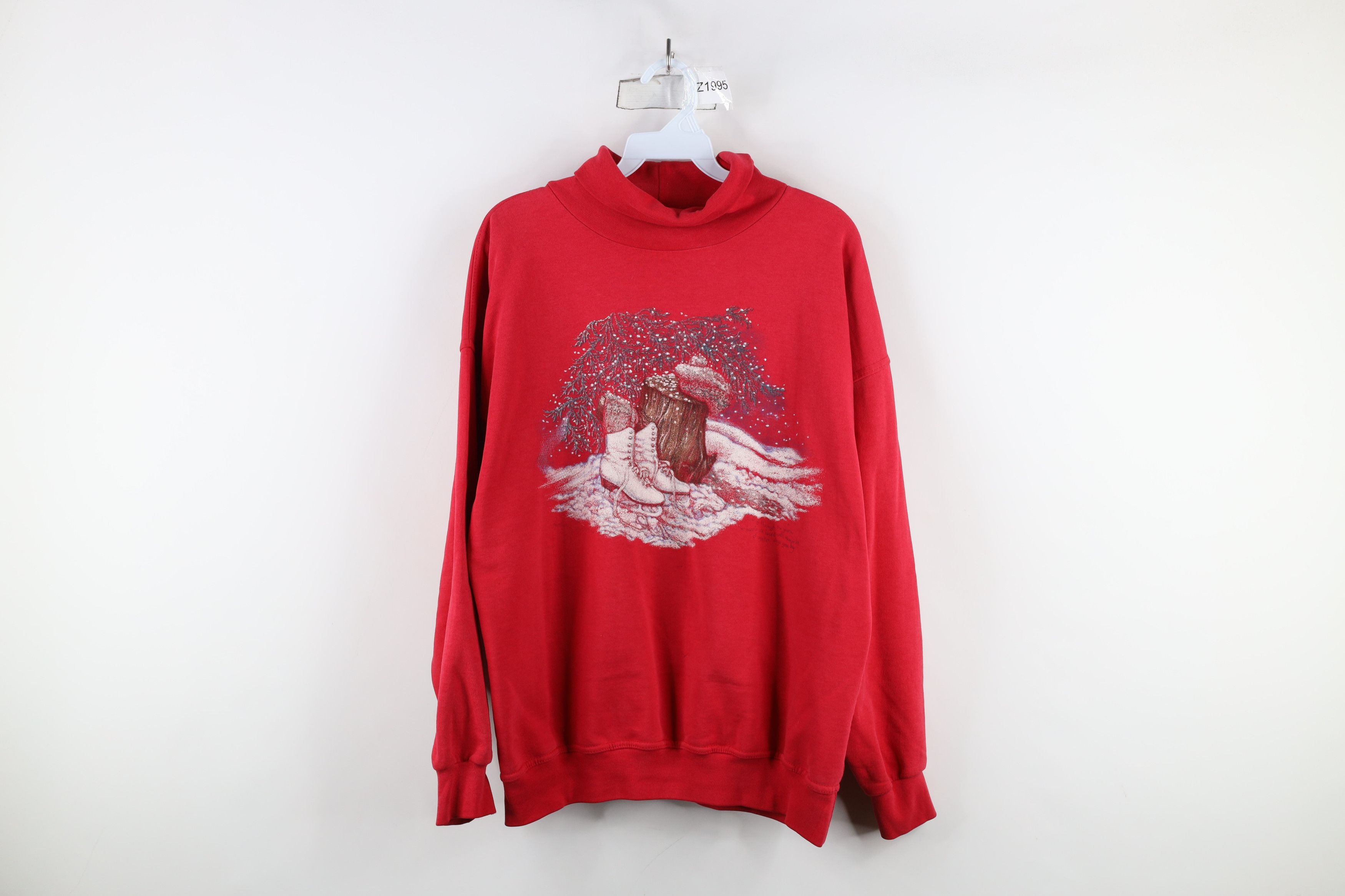 Vintage Vintage 90s Streetwear Ice Skating Turtleneck Sweatshirt Size L / US 10 / IT 46 - 1 Thumbnail