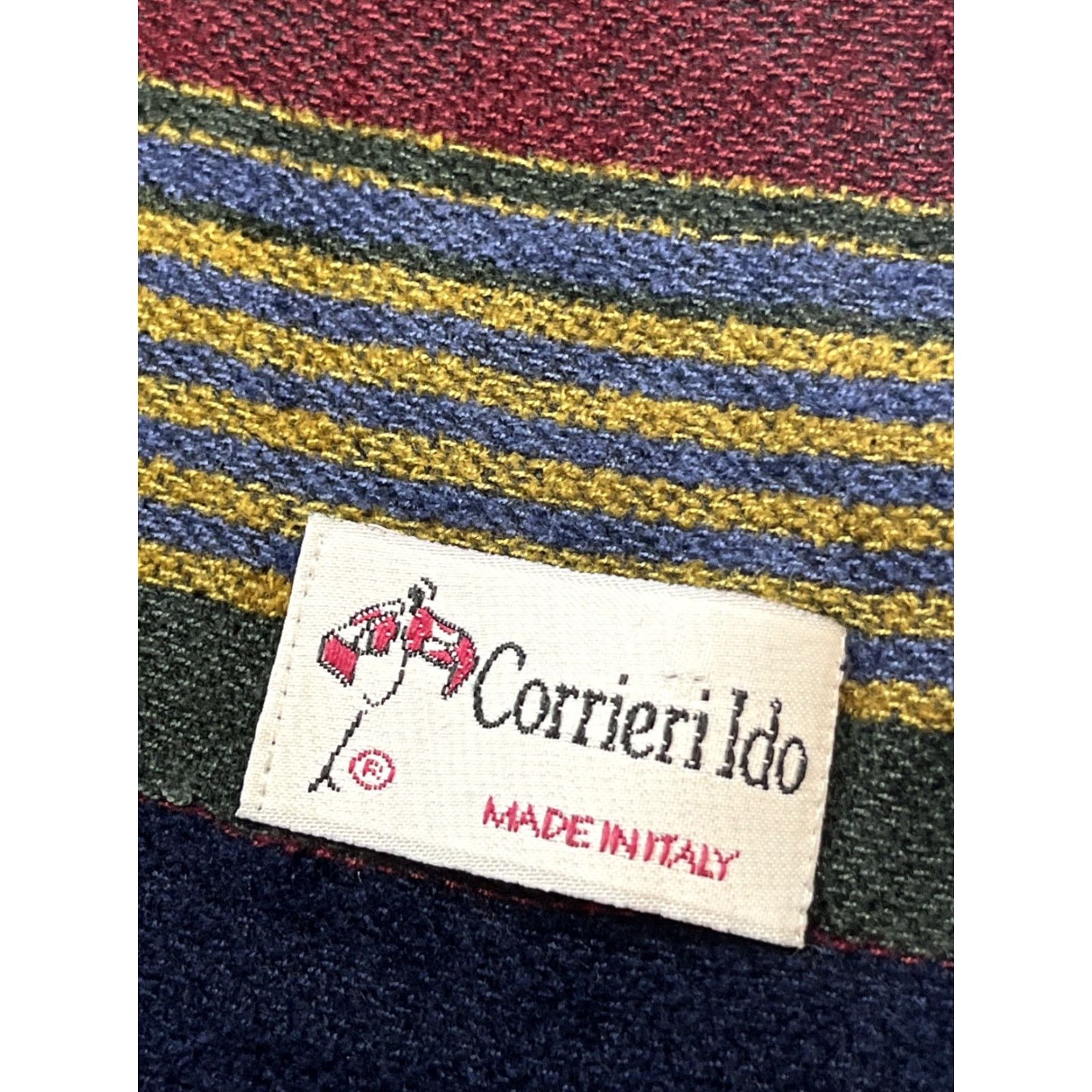 Vintage VINTAGE Corrieri Ido Striped Wool Fringe Scarf BLUE green Burgundy Long wrap Italy Made Size ONE SIZE - 2 Thumbnail