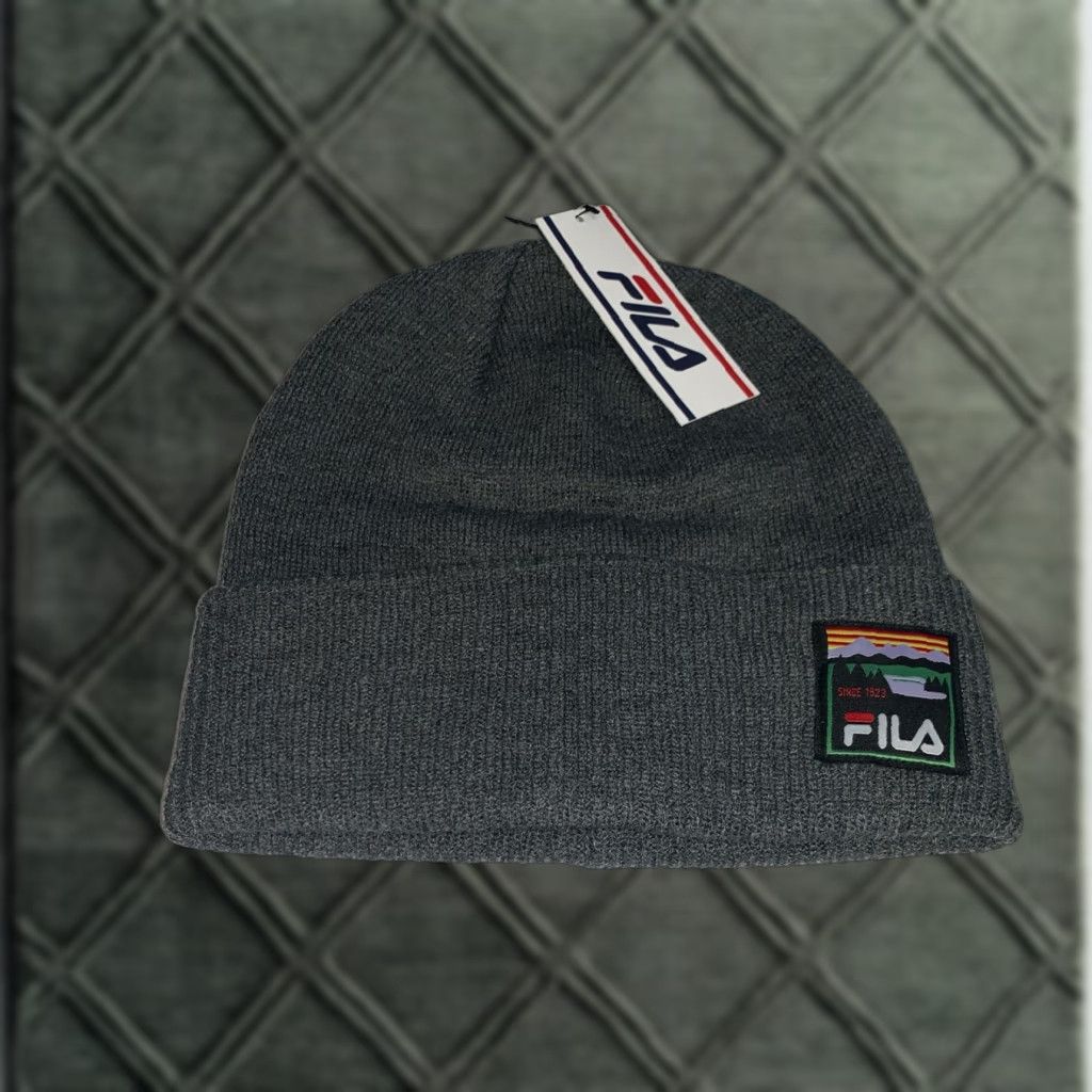 Fila FILA Beanie Hat Stocking Cap Grey NWT toque Adult OSFM Gray Knitted hat Outdoor Sports Acrylic Mens One size fits all Size ONE SIZE - 1 Thumbnail