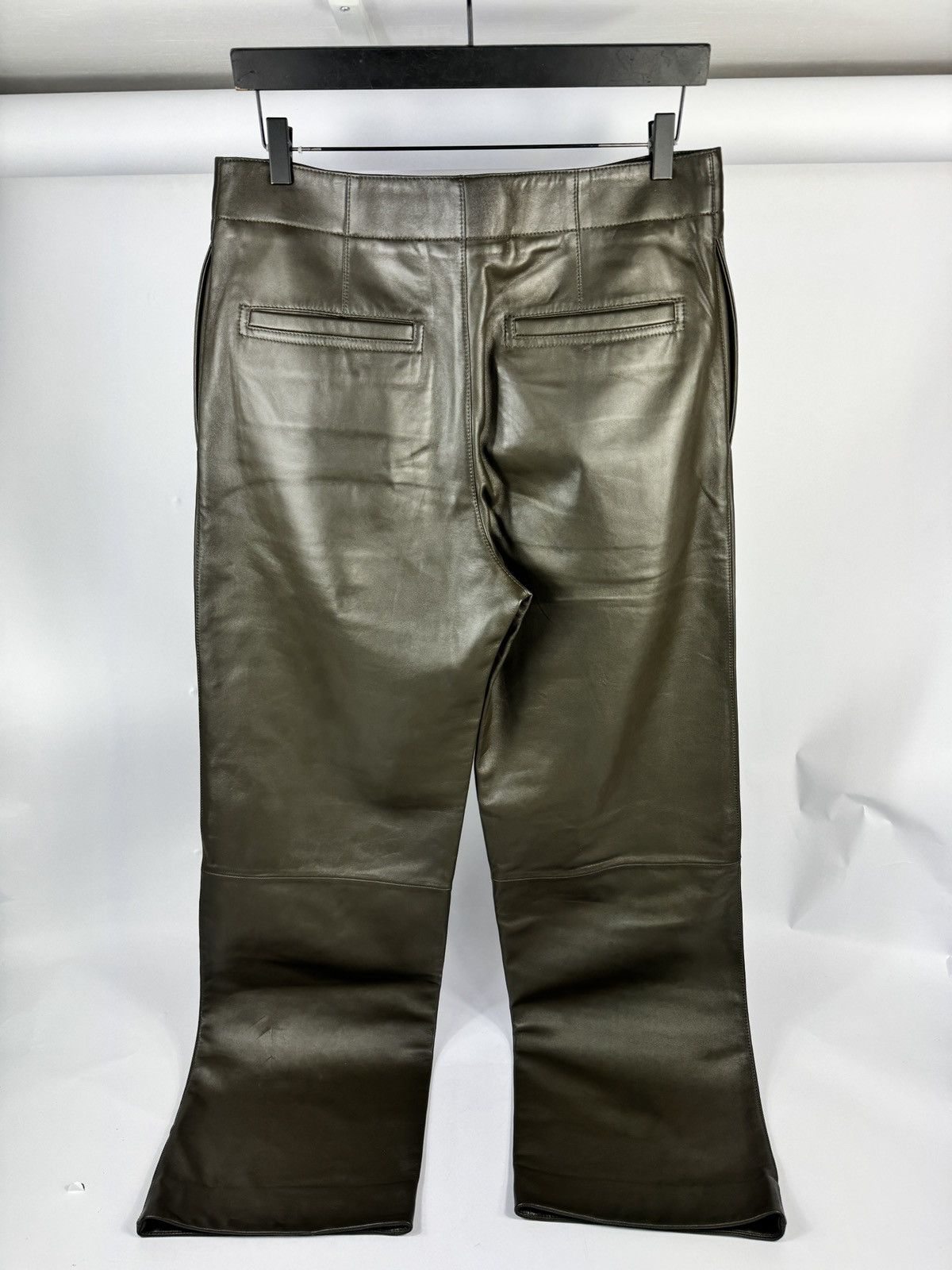 Bottega Veneta KHAKI NAPPA LEATHER PANTS Size US 34 / EU 50 - 2 Thumbnail