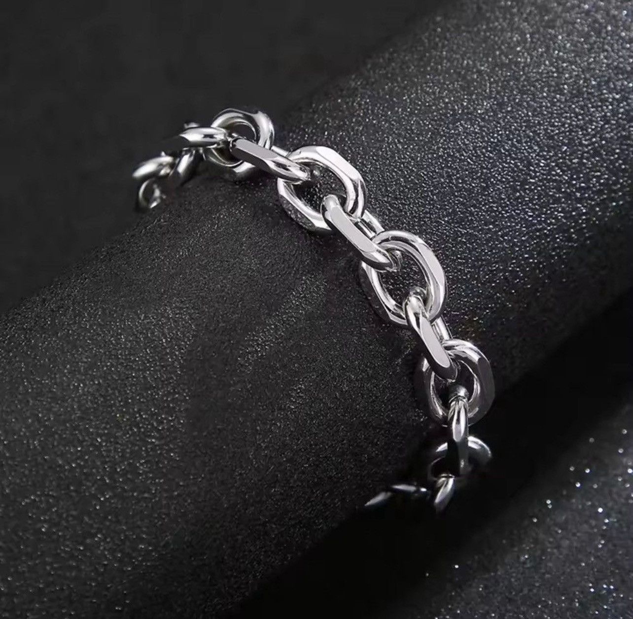 Jewelry 7 mm width + 19 cm Chunky Thick Link Chain Bracelet Size ONE SIZE - 3 Thumbnail