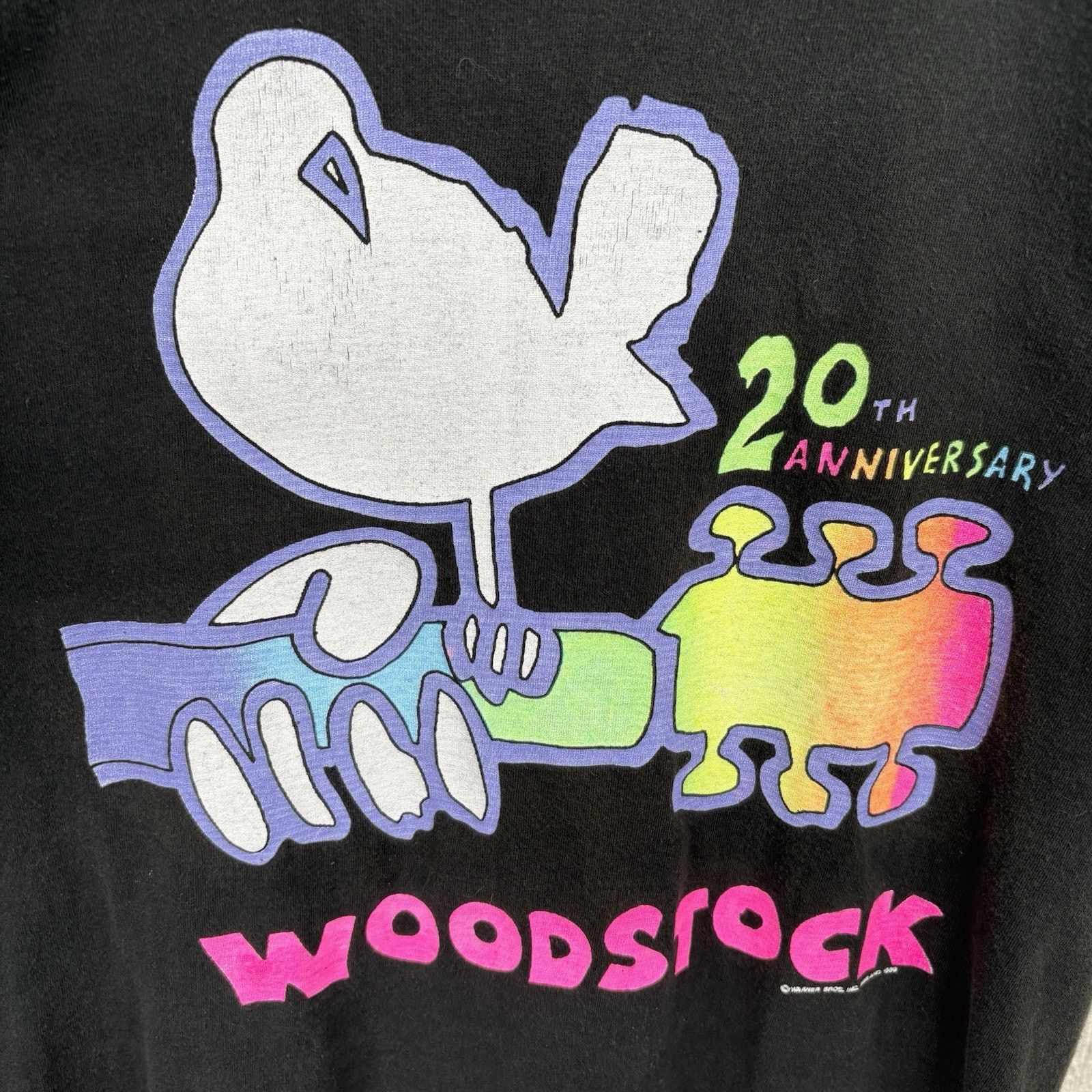 Fruit Of The Loom Vintage 1989 20th Anniversary Woodstock Rainbow Tee Large Size US L / EU 52-54 / 3 - 2 Thumbnail