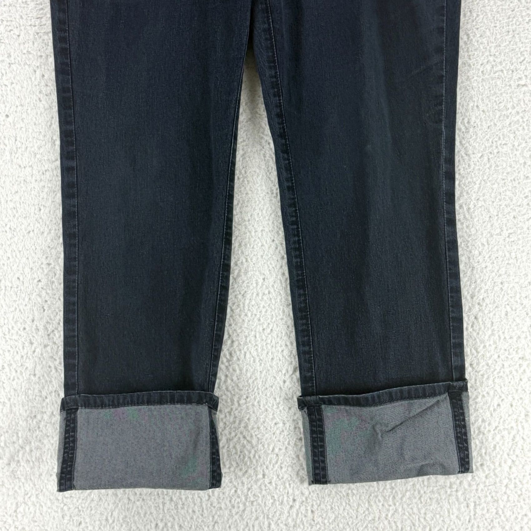 Denime Lafayette 148 New York Jeans Womens Size 8 Blue Denim Cropped Mid-Rise Wide Cuff Casual Regular Inseam 23.5" Pants/Jeans Womens Size 30" / US 8 / IT 44 - 3 Thumbnail