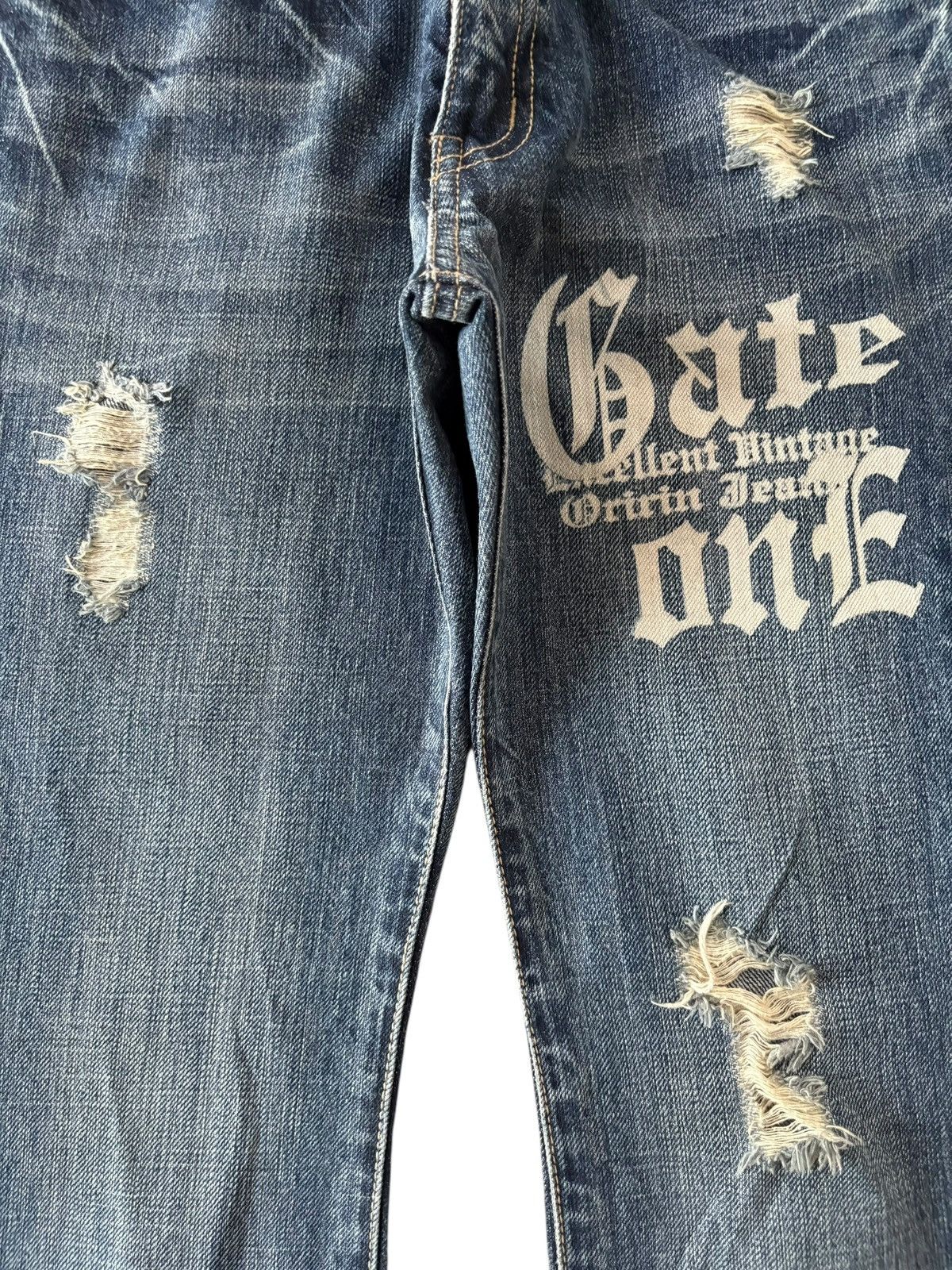 Hysteric Glamour Vintage Japanese Oririn Printed Distress Flare Jeans Size 26" / US 2 / IT 38 - 3 Thumbnail