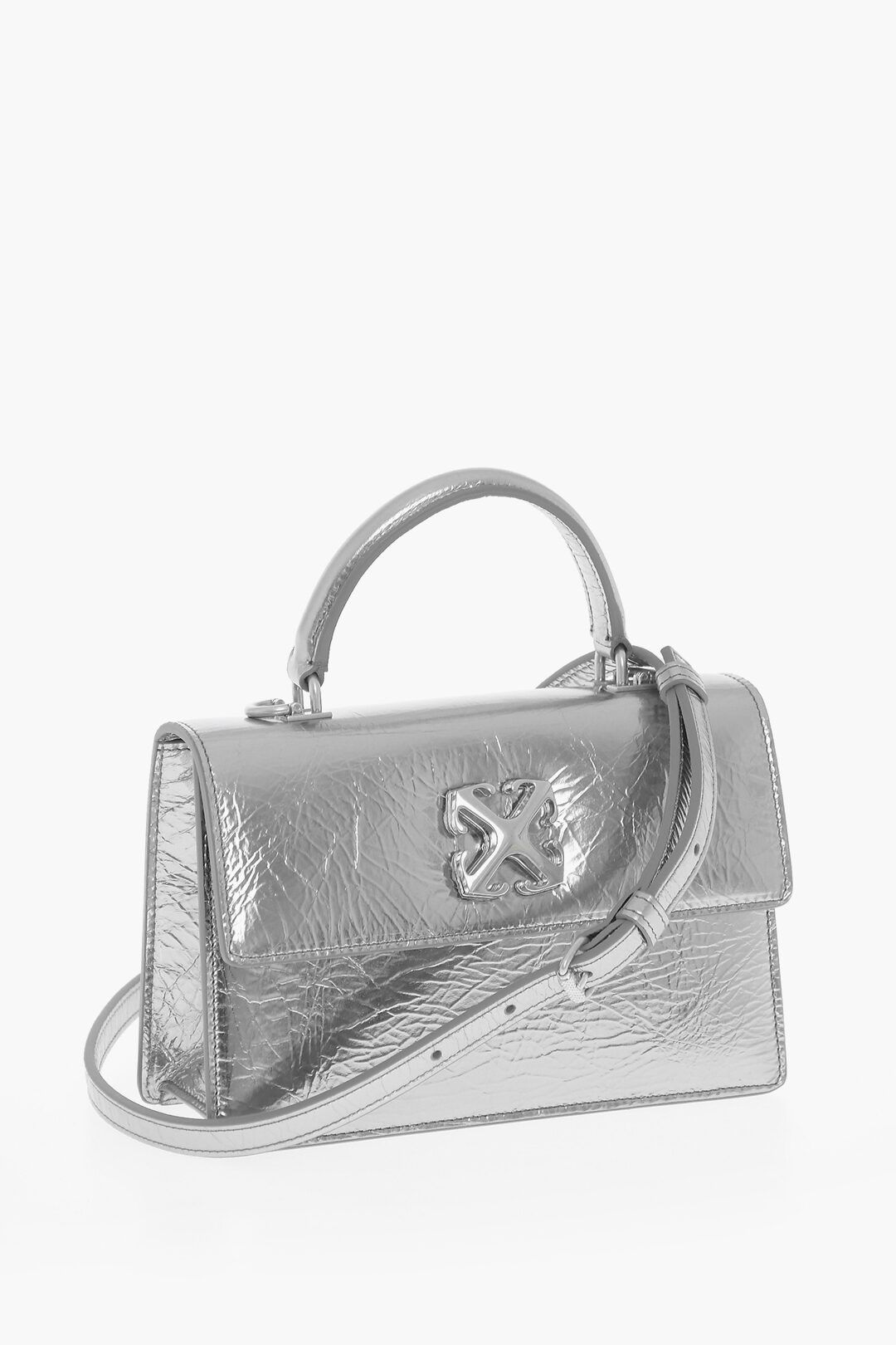 Off-White og1mm1125 Size: OS / Metallic Leather Handbag in Silver Size ONE SIZE - 3 Thumbnail