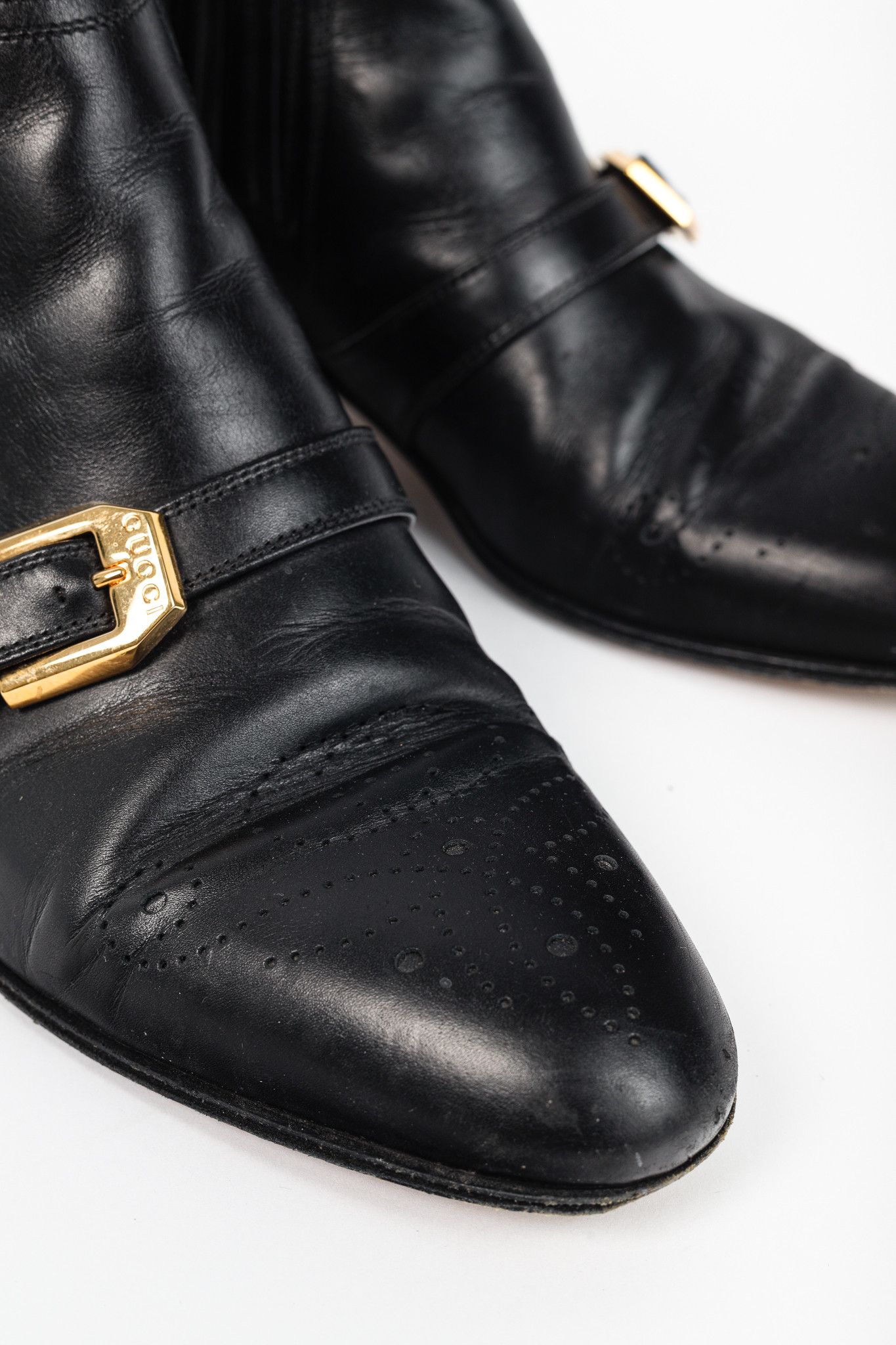 Gucci Gucci Worsh Black Leather Buckled Ankle Boots Size US 7.5 / IT 37.5 - 7 Thumbnail