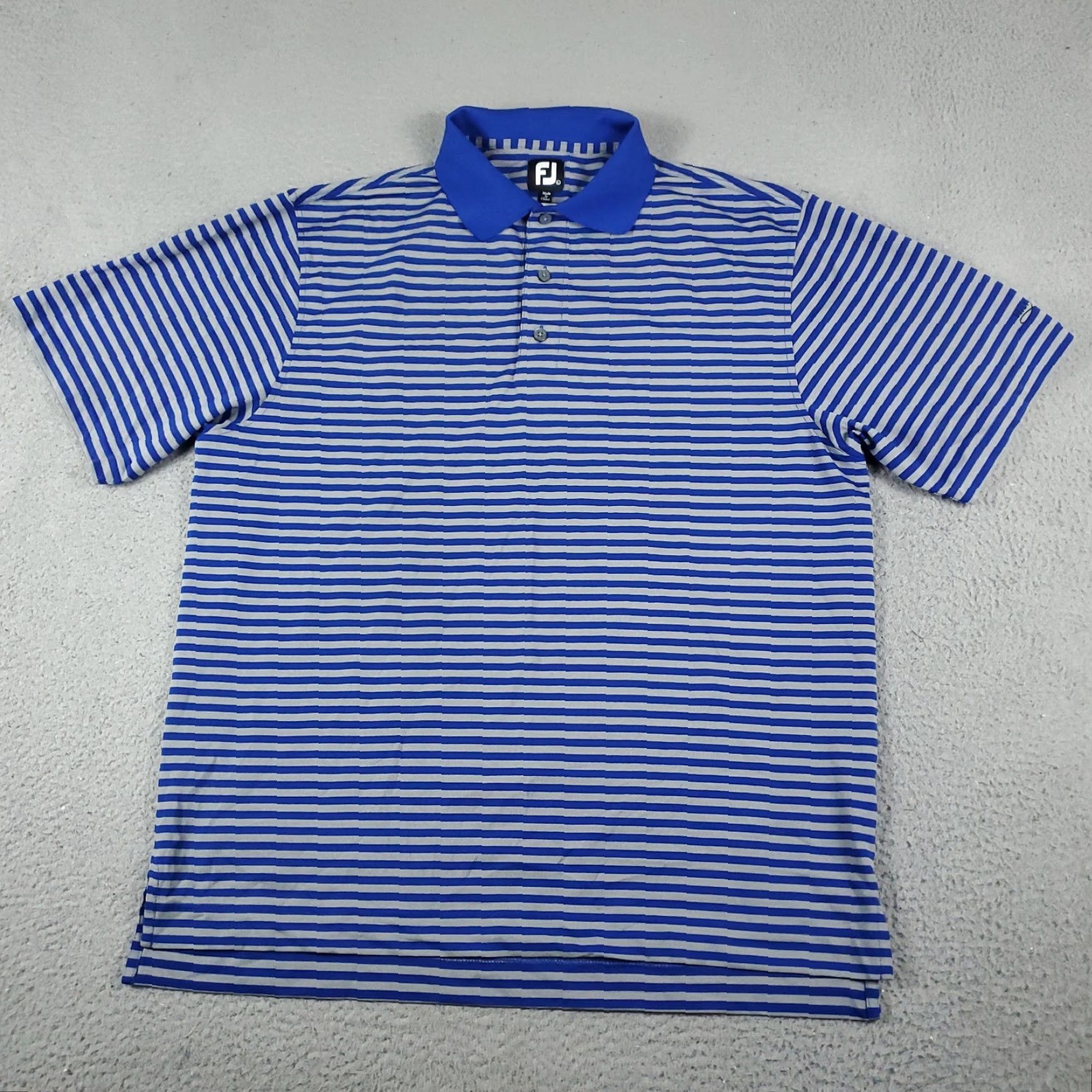 Footjoy FJ Polo Shirt Mens Large Blue Striped Casual Golf Short Sleeve Shirt Size US L / EU 52-54 / 3 - 2 Thumbnail