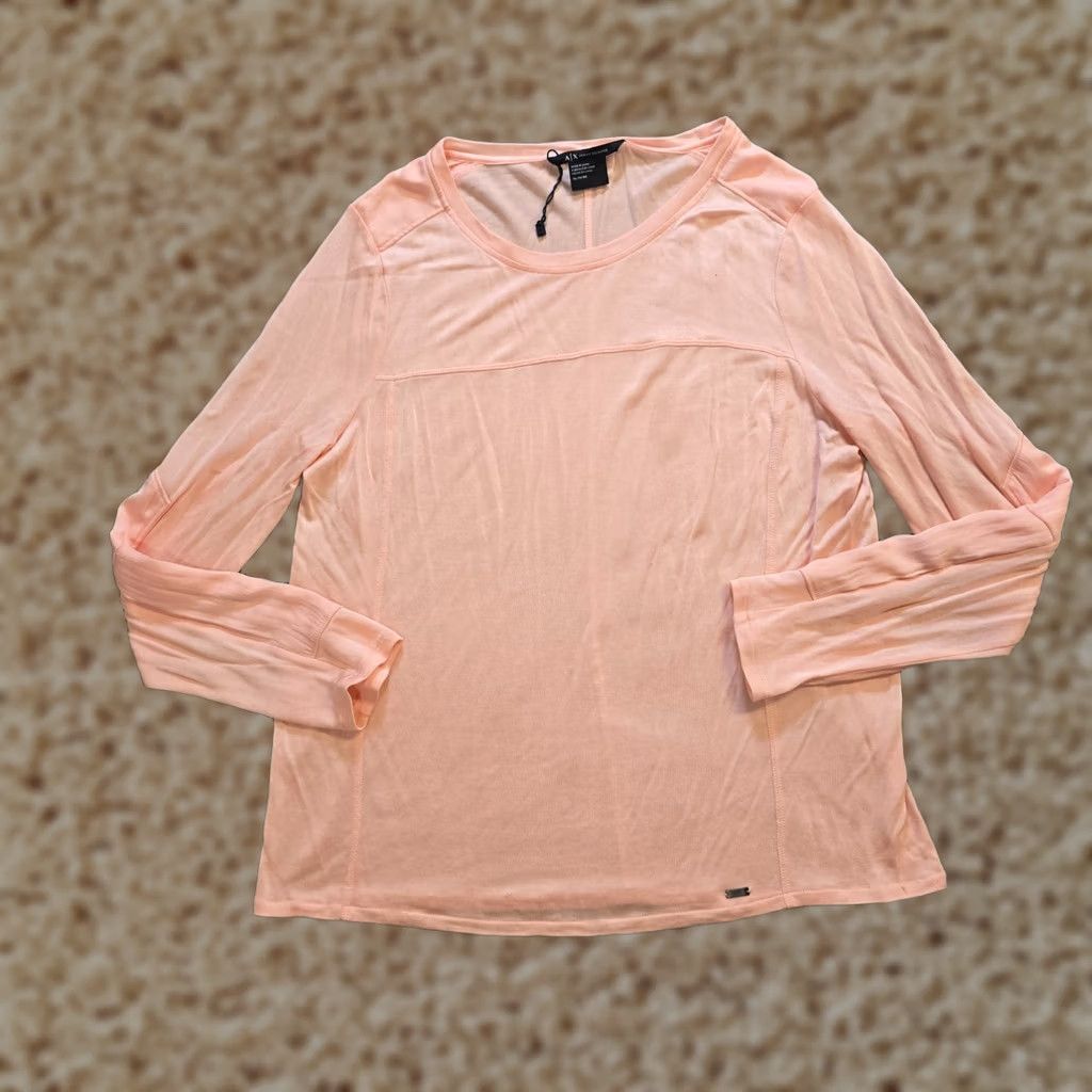 Armani Exchange Armani Exchange Top Womens XL Pink Long Sleeve Stretch Casual Regular Fit T-Shirt Capble Basic` Size XL / US 12-14 / IT 48-50 - 1 Thumbnail