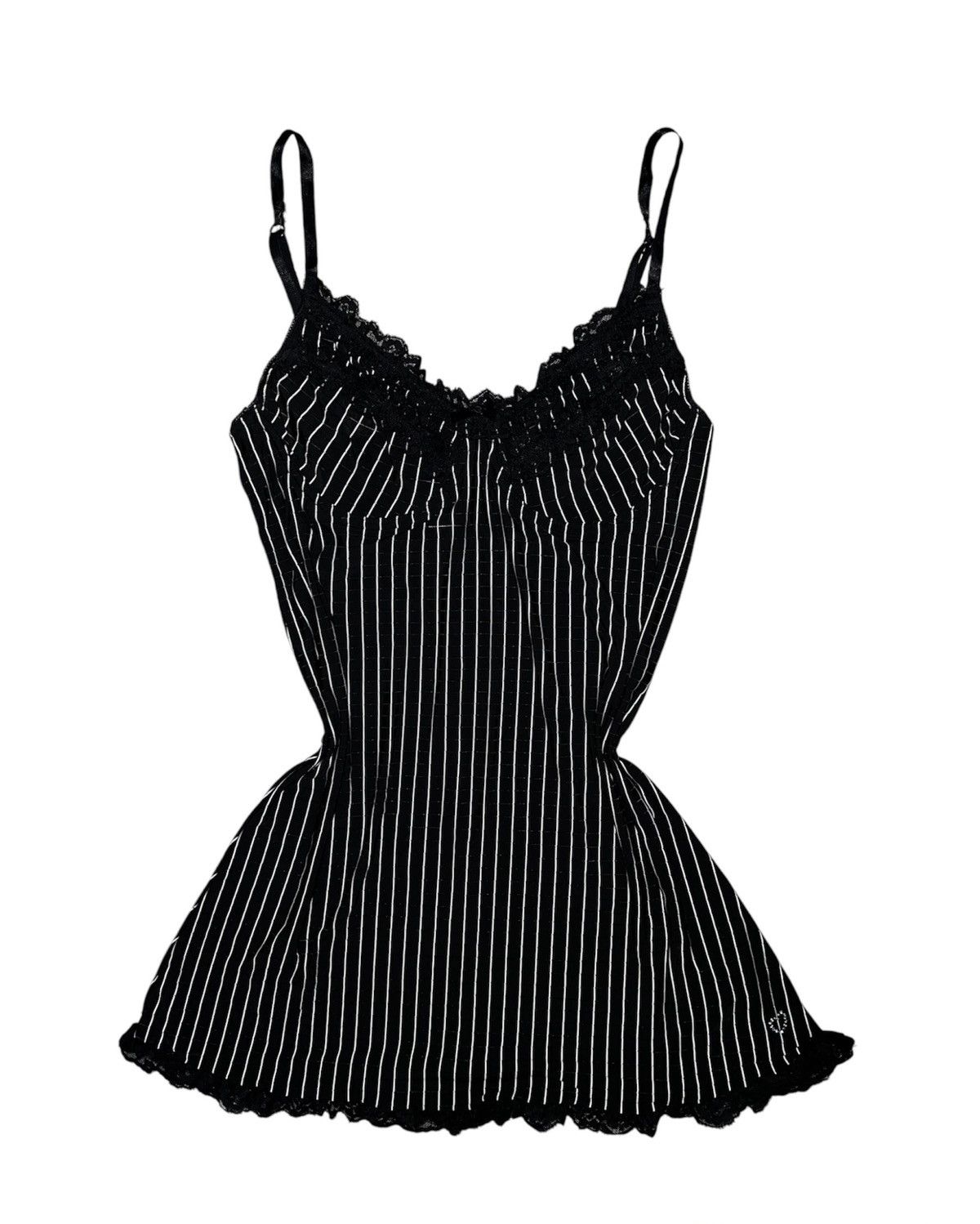 Japanese Brand Black striped with lace mini dress 🖤 Size M / US 6-8 / IT 42-44 - 1 Thumbnail