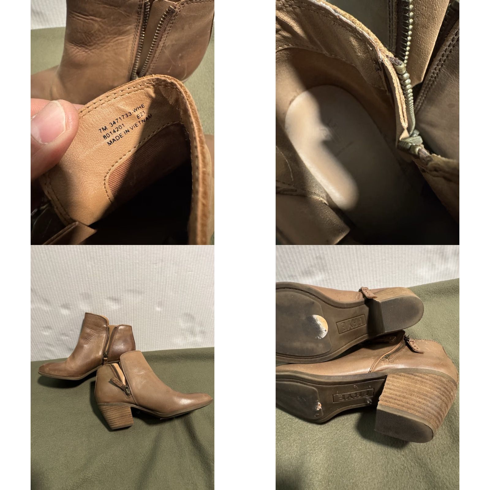 Frye Frye Judith Zip Booties 7M Ankle Block Heel Boho Western Cognac Brown Leather Women Size US 7 / IT 37 - 8 Thumbnail