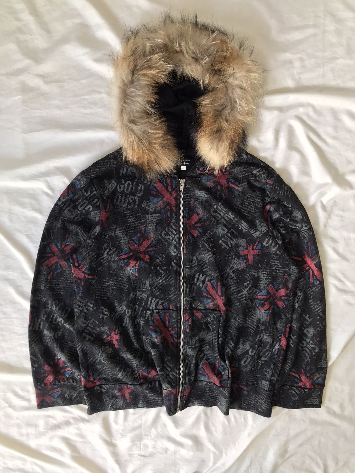 image of Avant Garde Fur Hoodie Fleur Parfum in Black, Men's (Size Large)