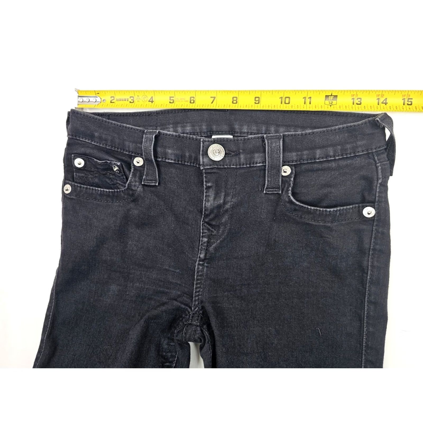 True Religion VINTAGE True Religion Halle Jeans Women 28 Black Embellished Back Pockets 5-Pocket Denim Skinny 28x29 Womens Size 28" / US 6 / IT 42 - 5 Thumbnail