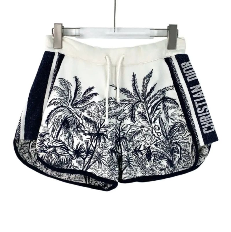 Dior Dior White Cotton Women's Shorts with Print 0089 Size 23" - 1 Thumbnail