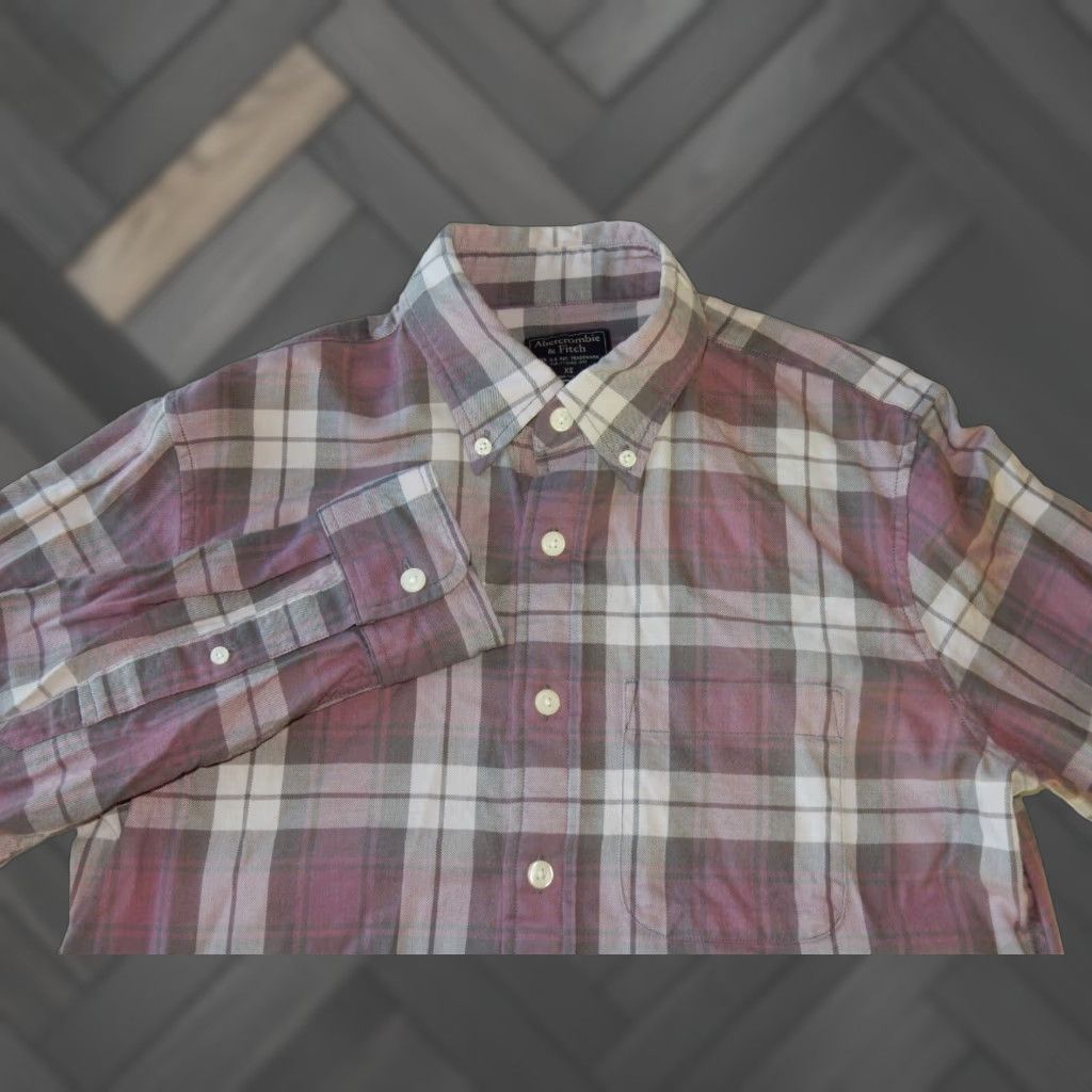 Abercrombie & Fitch Abercrombie & Fitch Long Sleeve Plaid Button-Up Shirt Adult XS Pink Mens Size US XS / EU 42 / 0 - 1 Thumbnail