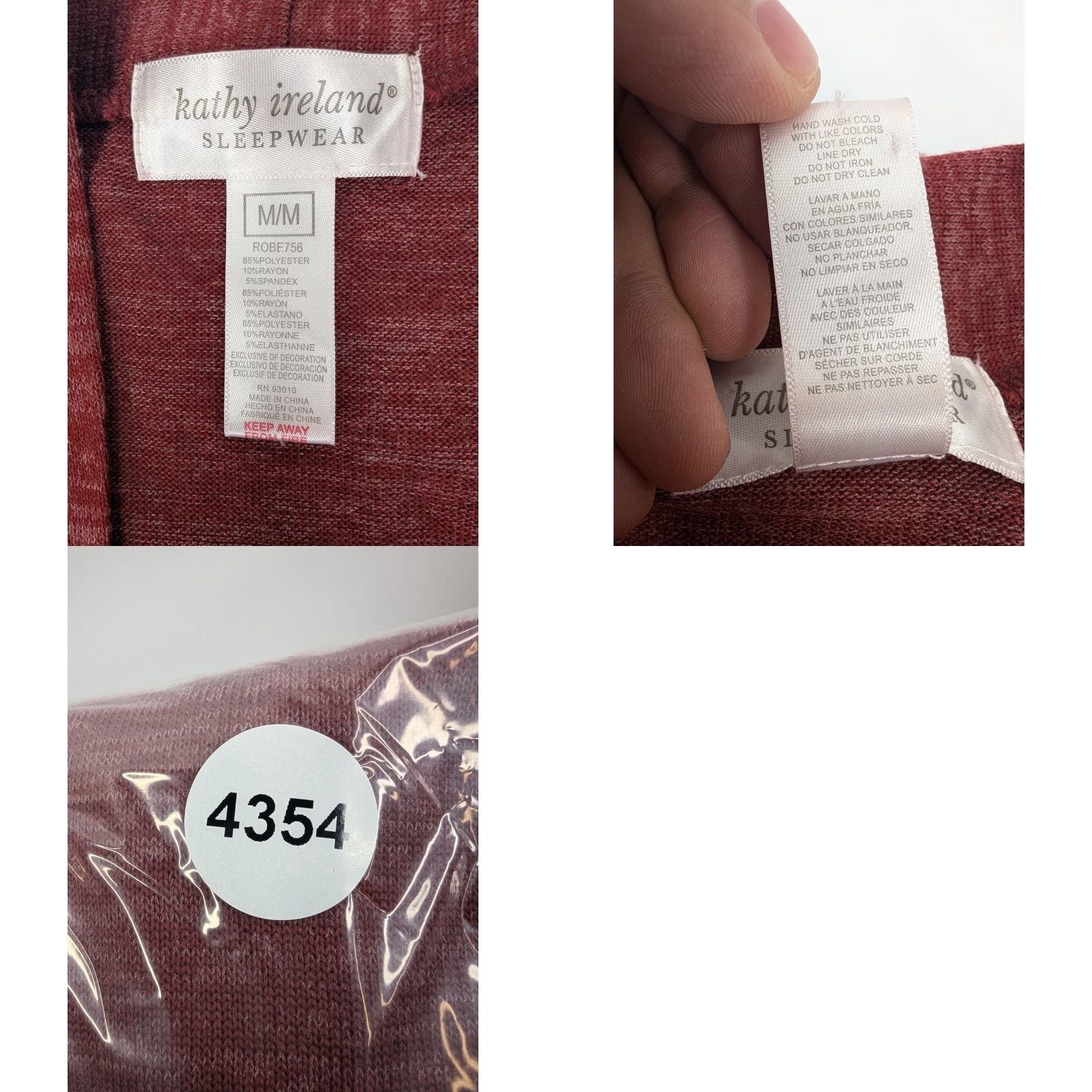 Vintage Kathy Ireland Cardigan Sweater Women's M Burgundy Open Front Pockets Shirt/ Sweater? Size M / US 6-8 / IT 42-44 - 8 Thumbnail