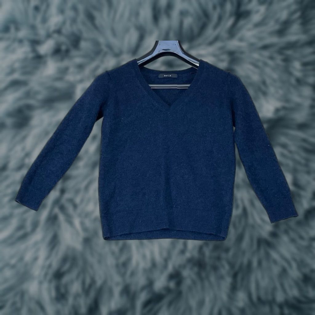 Vintage DSTLD Sweater Women XS Cashmere Blue Crew Neck Long Sleeve Pullover Solid 100% Made In Nepal Size XS / US 0-2 / IT 36-38 - 1 Thumbnail