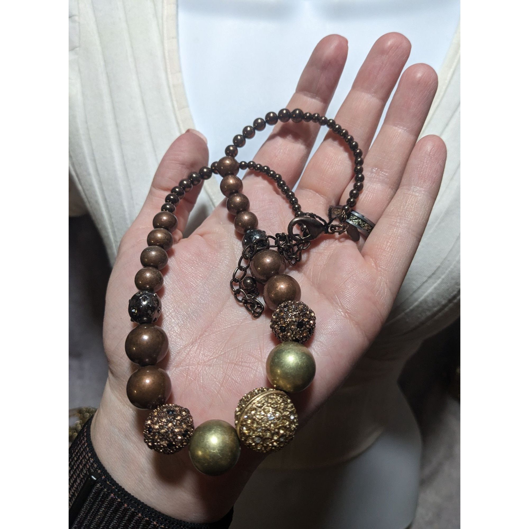 Chicos Chico's Vintage Brown & Gold Beaded Necklace Size ONE SIZE - 7 Thumbnail