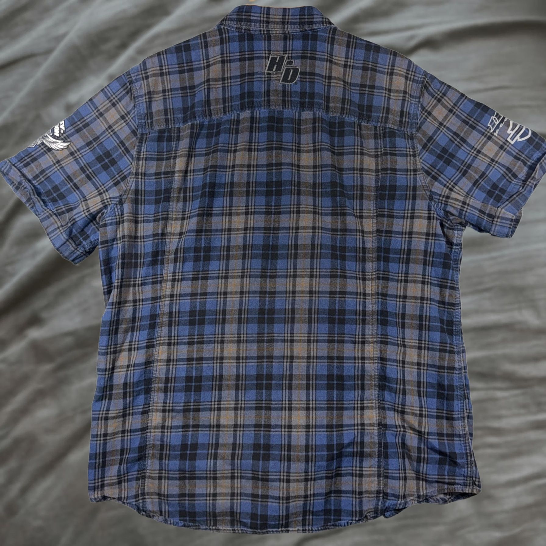 Harley Davidson Harley-Davidson Shirt Men's L Plaid Button-Up Blue Short Sleeve Casual 115th Anniversary Size US L / EU 52-54 / 3 - 1 Thumbnail