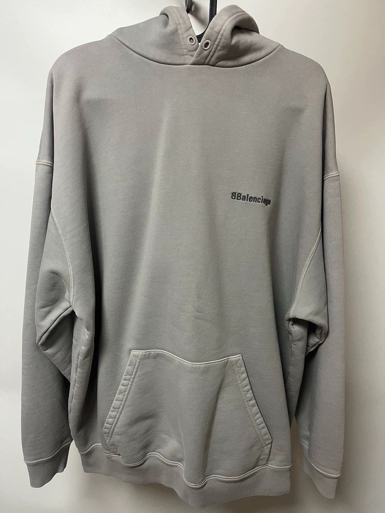 Balenciaga Balenciaga Washed Gray BB Logo Hoodie - dmc Size US M / EU 48-50 / 2 - 1 Thumbnail