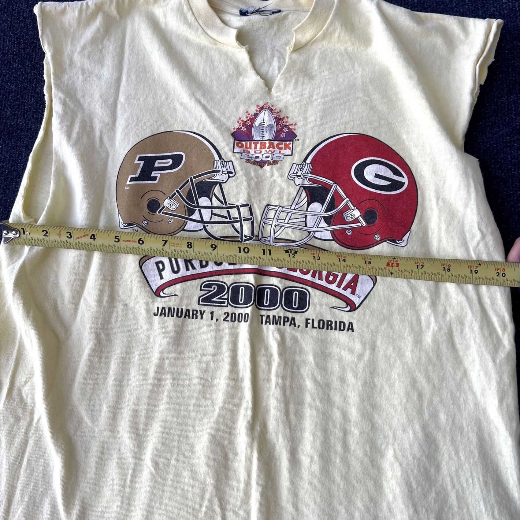 Jansport VINTAGE Outback Bowl Shirt Mens Large Purdue Georgia 2000 JanSport 00s T-Shirt Crew Neck Sleeveless Graphic Print Yellow Football College NCAA Size US L / EU 52-54 / 3 - 4 Thumbnail