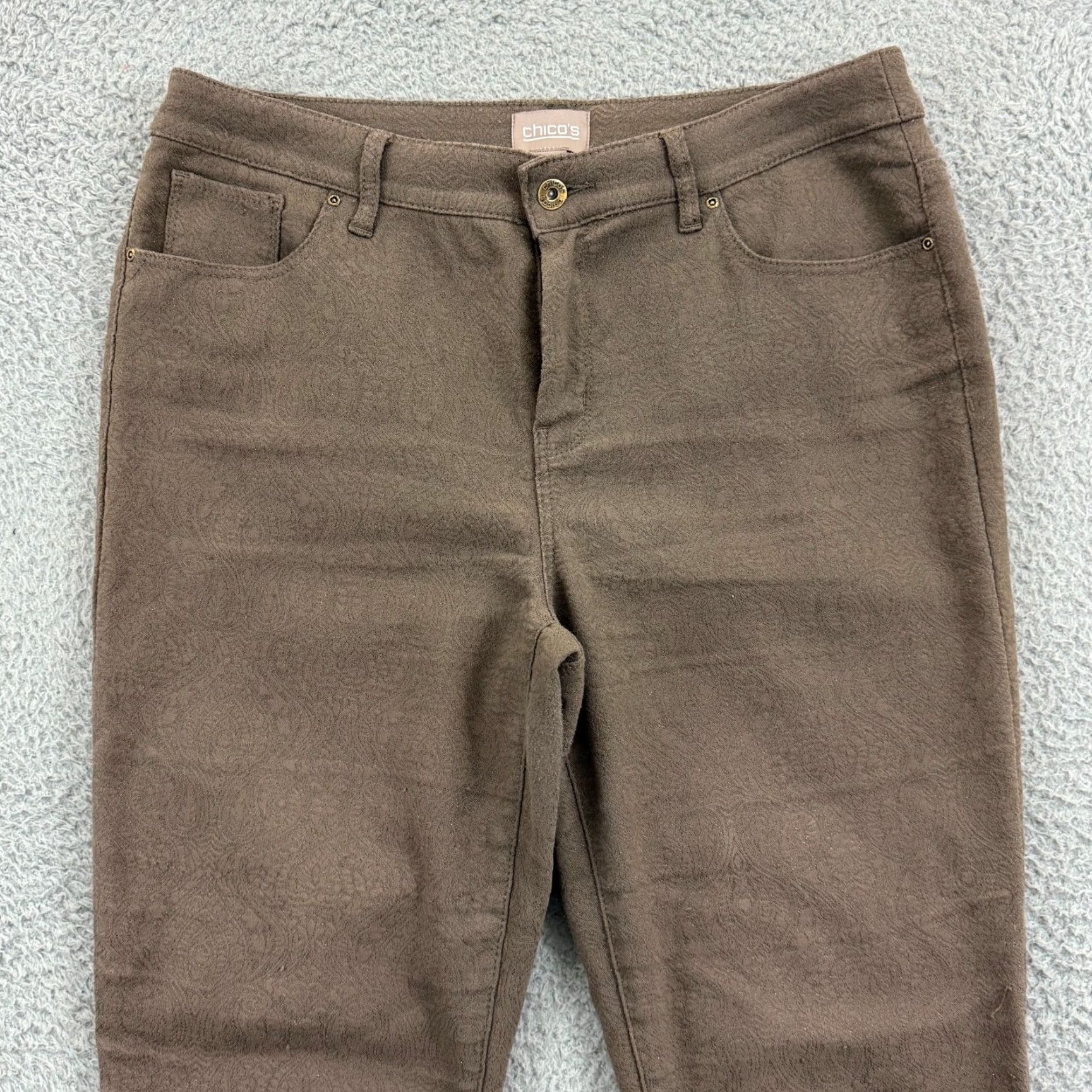 Vintage Chicos Pants Womens 1 Brown Ankle Button Trouser 32x28 Casual Stretch Career Size 25" / US 0 / IT 36 - 4 Thumbnail
