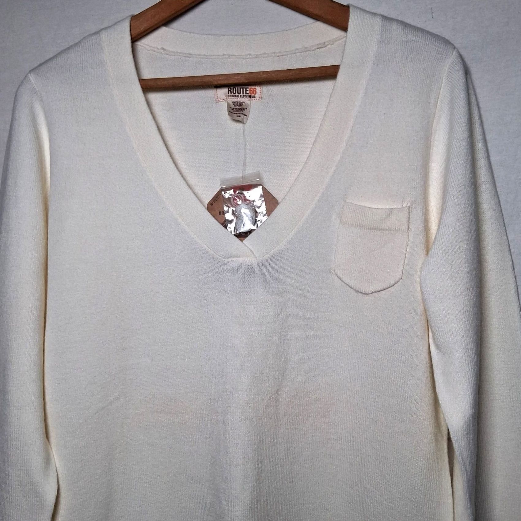 Route 66 Route 66 Sweater Women M Cream V Neck Y2K Retro Cozy Knit Pullover Size M / US 6-8 / IT 42-44 - 3 Thumbnail