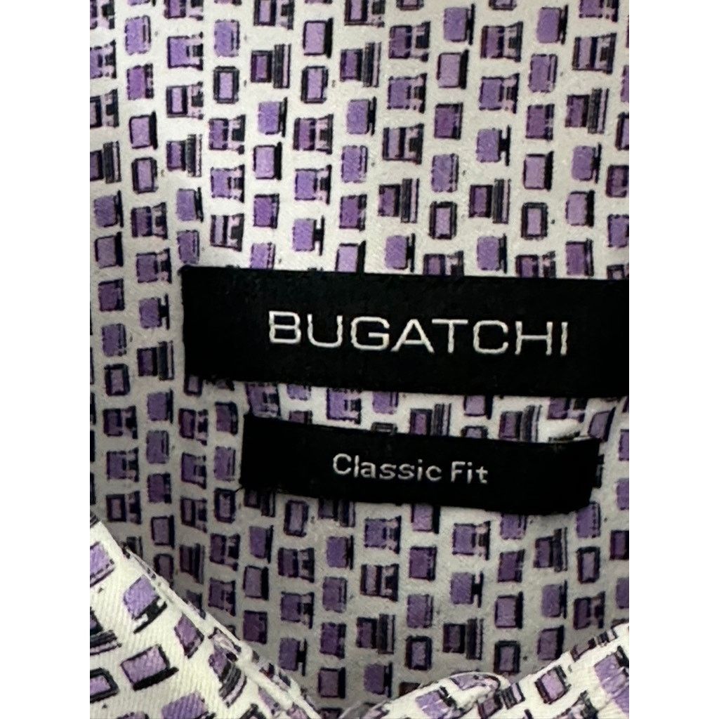 BUGATCHI Bugatchi Purple Tiny Computer Print Button-Up Shirt Medium Size US M / EU 48-50 / 2 - 6 Thumbnail
