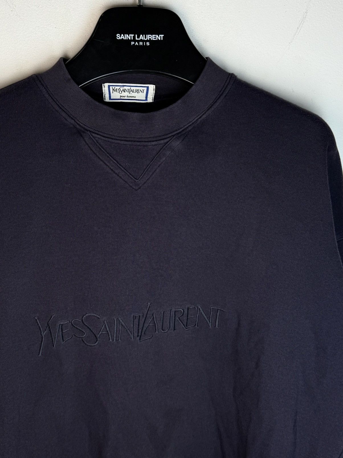 Yves Saint Laurent 90’s YSL Sweatshirt Big Logo YSL Sweater Navy Size US M / EU 48-50 / 2 - 1 Thumbnail