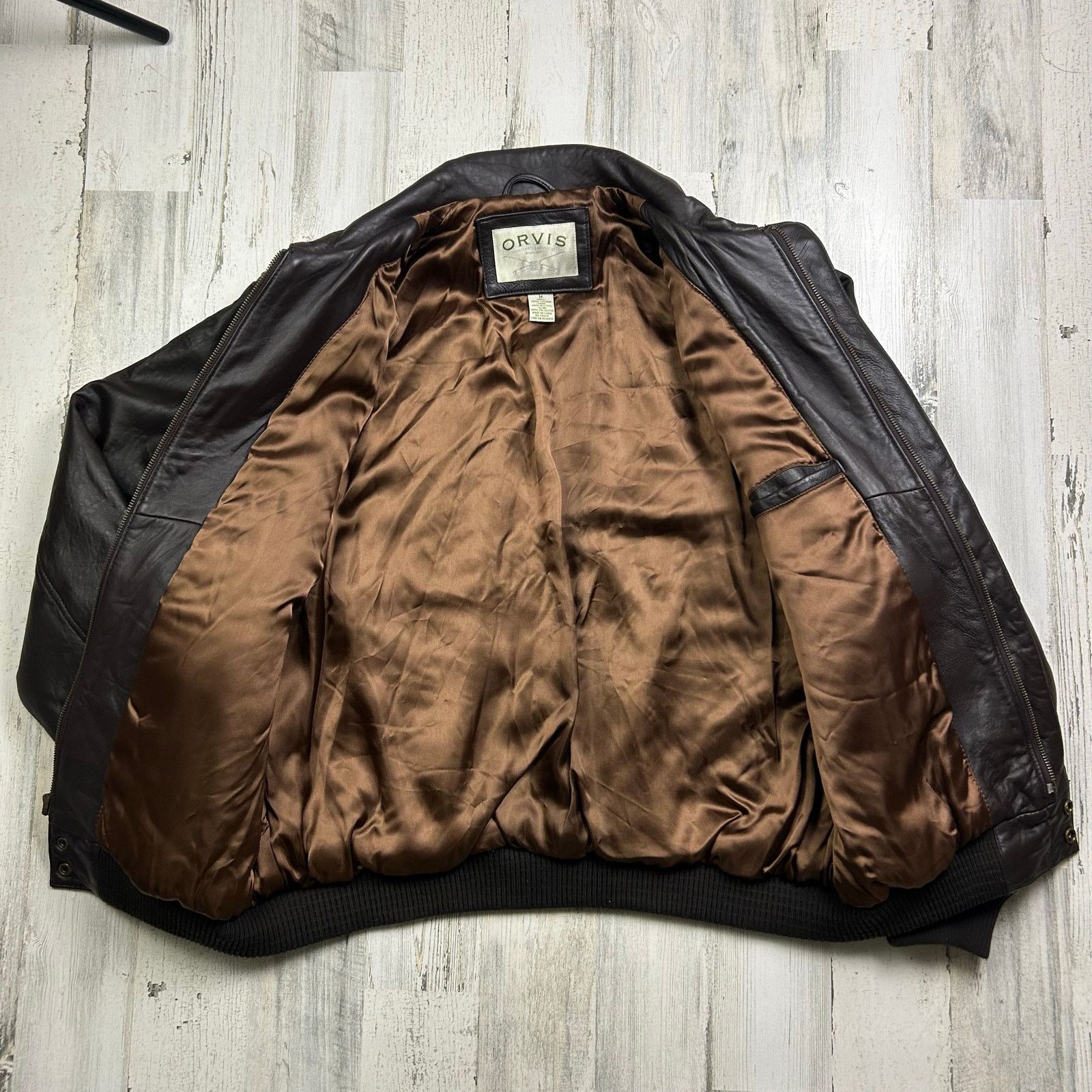 Orvis × Vintage Orvis Brown Leather Flight Aviator Bomber Jacket Size US M / EU 48-50 / 2 - 7 Thumbnail