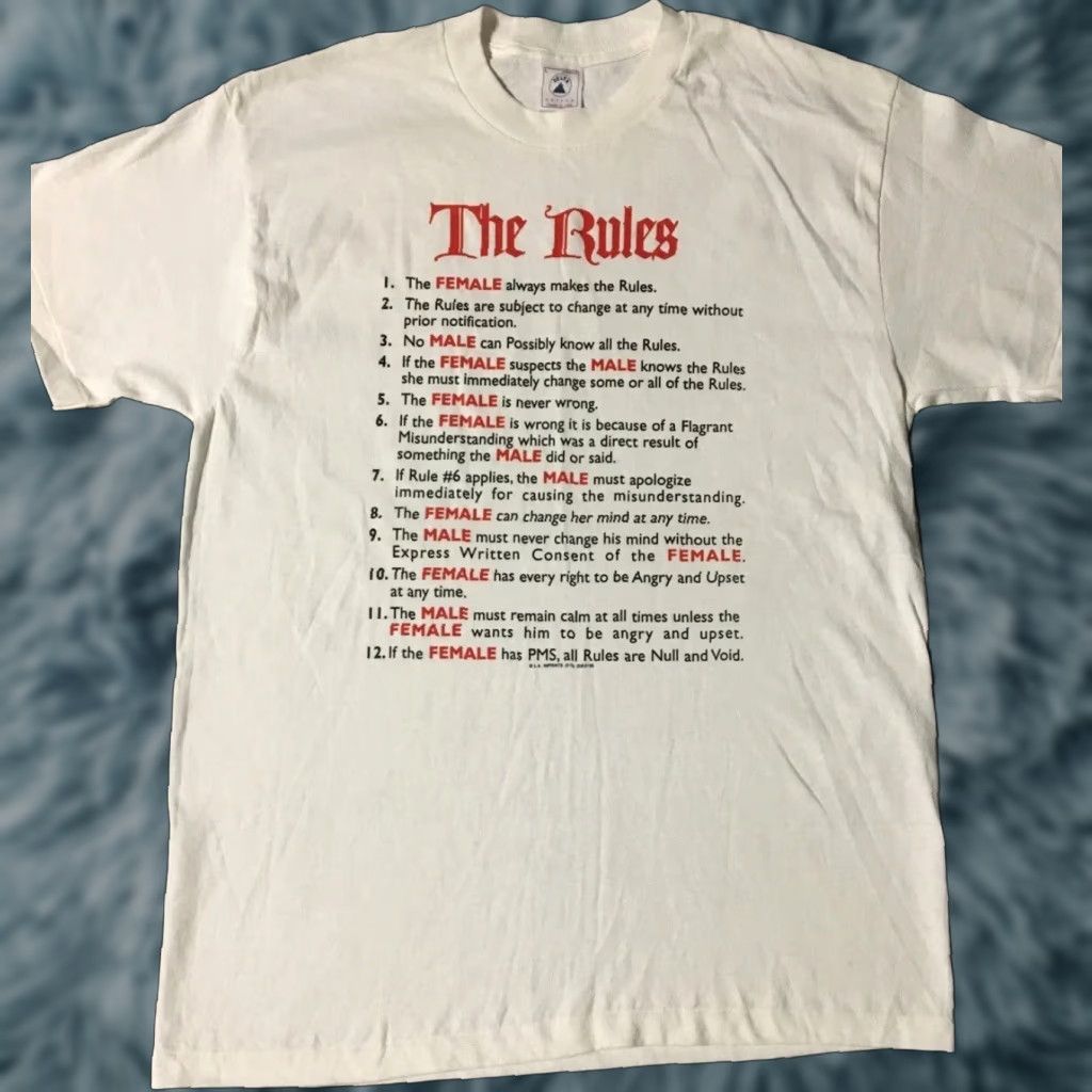 Vintage VINTAGE 90s All Problems Begin With Men Shirt L White Single Stitch Crew Neck Short Sleeve Graphic Tee Mens Size US L / EU 52-54 / 3 - 1 Thumbnail