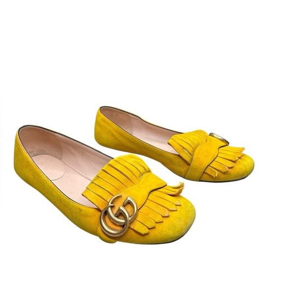 Gucci GUCCI Marmont Kiltie Fringe Loafer Flats EU 37.5 US 7.5 Yell Size US 7.5 / IT 37.5 - 1 Thumbnail