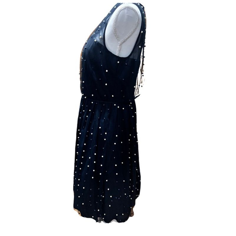 MAGGY LONDON MAGGY LONDON Navy Mesh Pearl Embellished A-line Dress Sz 8 Size M / US 6-8 / IT 42-44 - 5 Thumbnail