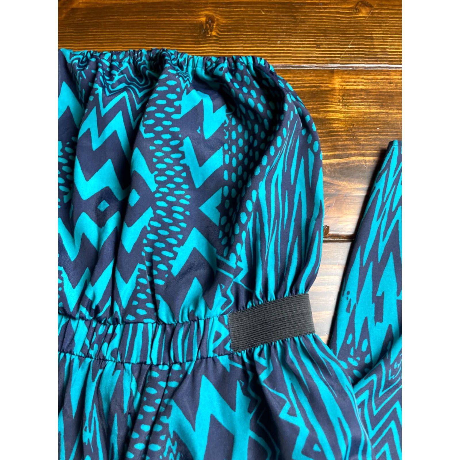 Vintage Xhilaration Romper Dress Size S Navy Blue Turquoise Aztec Zipzag Polka Dots Women One-Piece Sleeveless Size S / US 4 / IT 40 - 3 Thumbnail