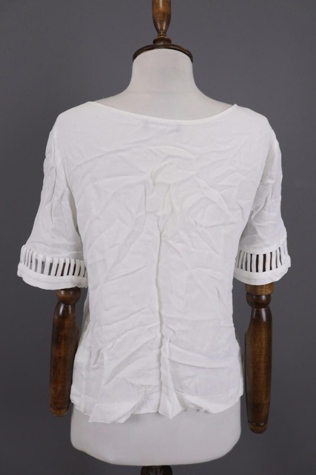 Designer COP COPINE Solix Top White Summer Stretch Top Shirt Size 38 Size M / US 6-8 / IT 42-44 - 8 Thumbnail