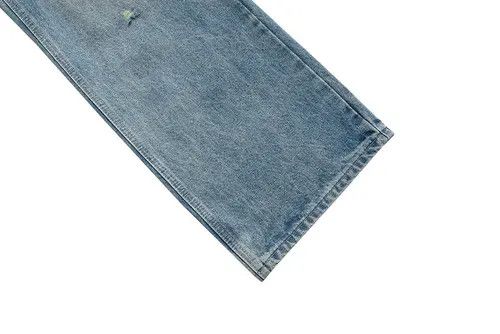 Japanese Brand Kawamura x Min Mud Dyed Washed Hole Blue Baggy Jeans Size US 35 - 6 Thumbnail